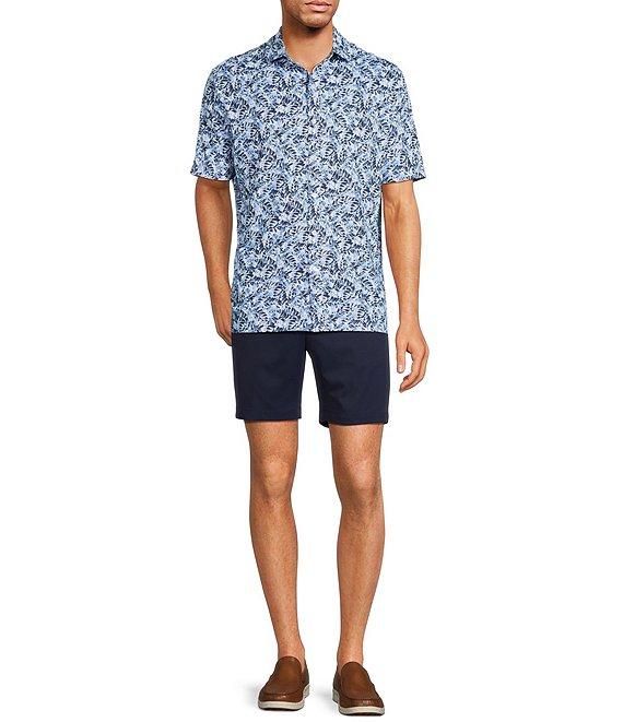 Hart Schaffner Marx Featherweight Luxury Performance Short Sleeve Leaf Print Coat Front Shirt Product Image