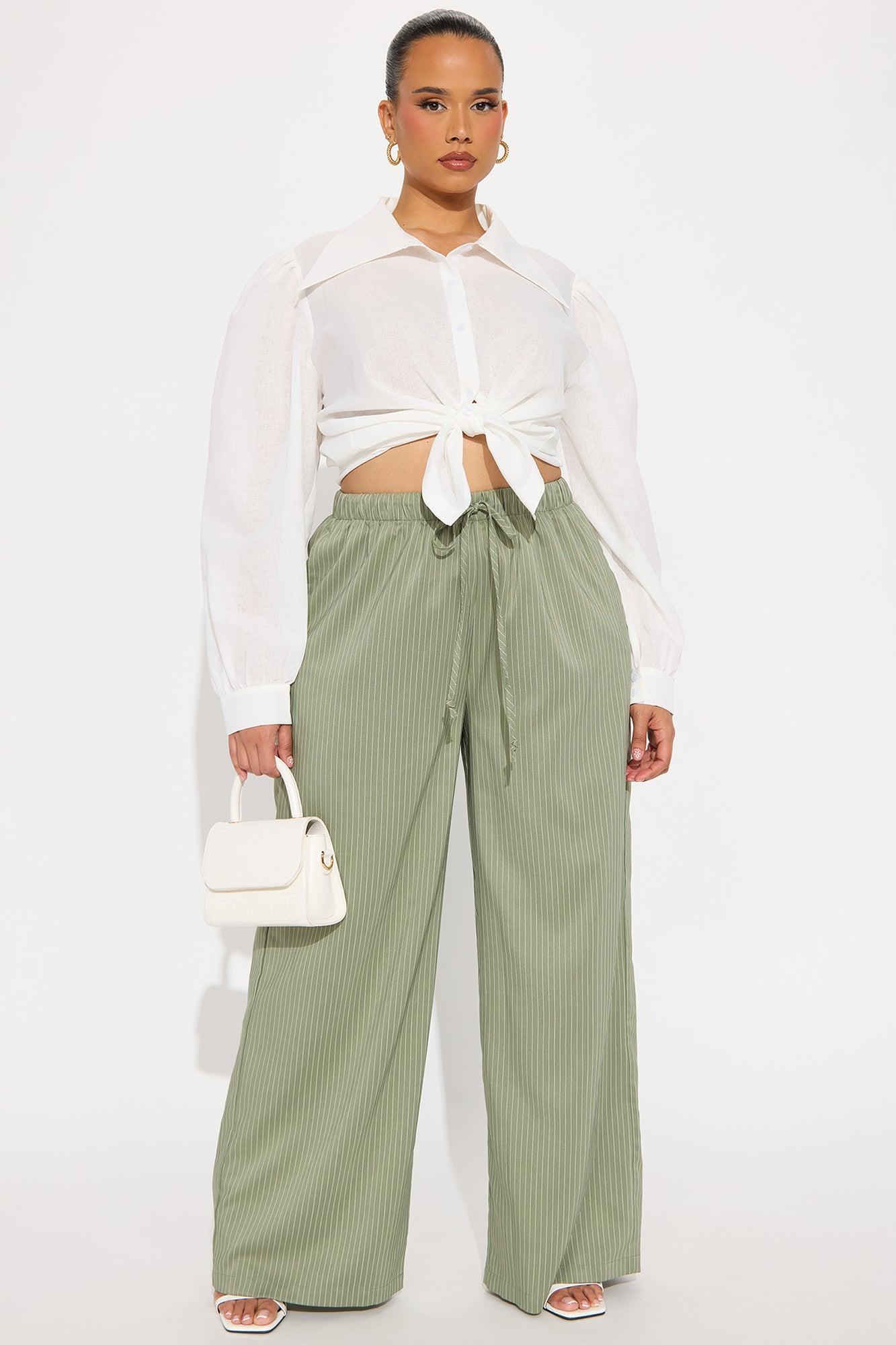 Until Next Time Pinstripe Trouser - Sage Product Image