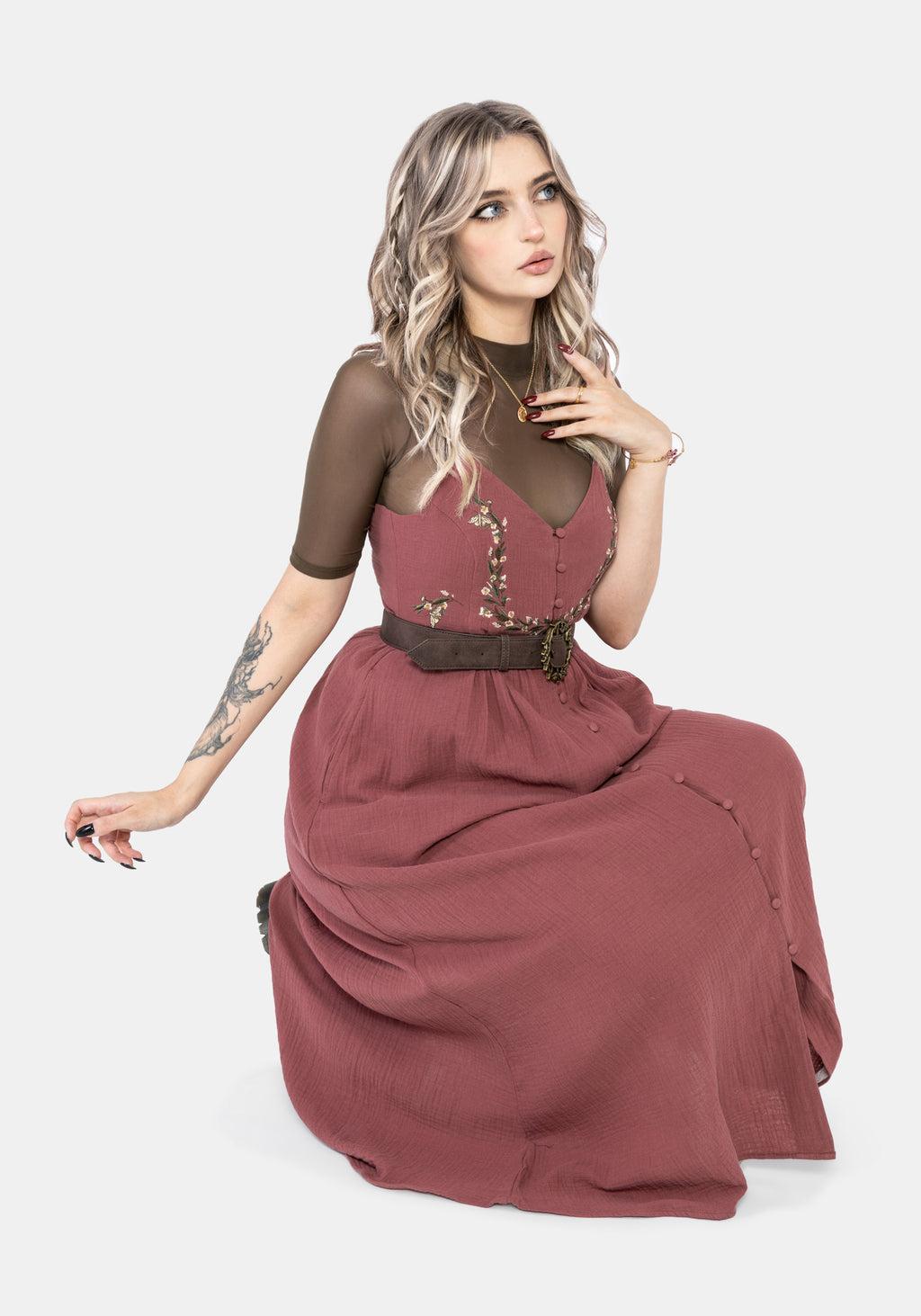 Abundance Cotton Floral Embroidered Bodice Cami Midaxi Dress Product Image