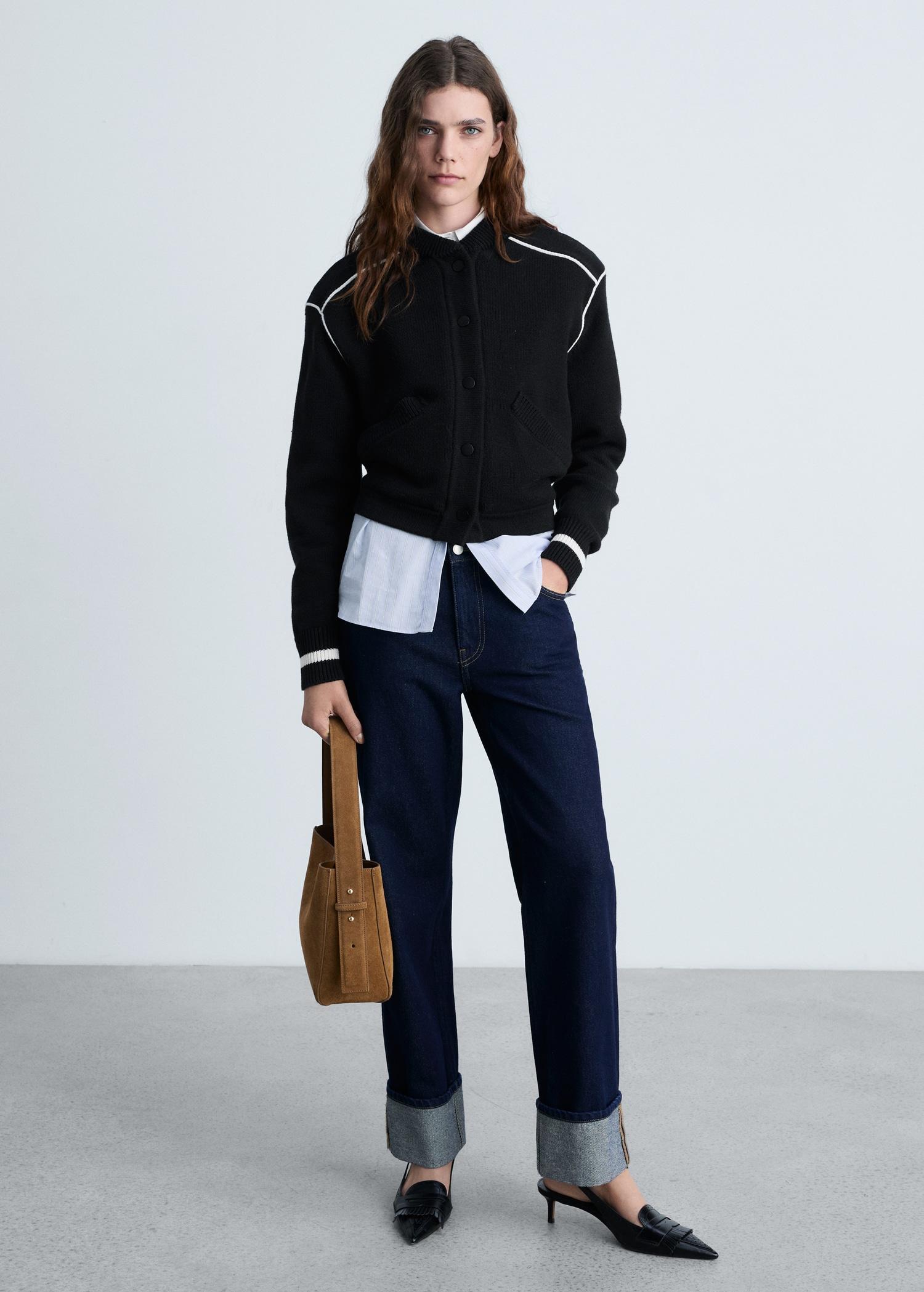 Knitted bomber jacket - Women | MANGO USA Product Image