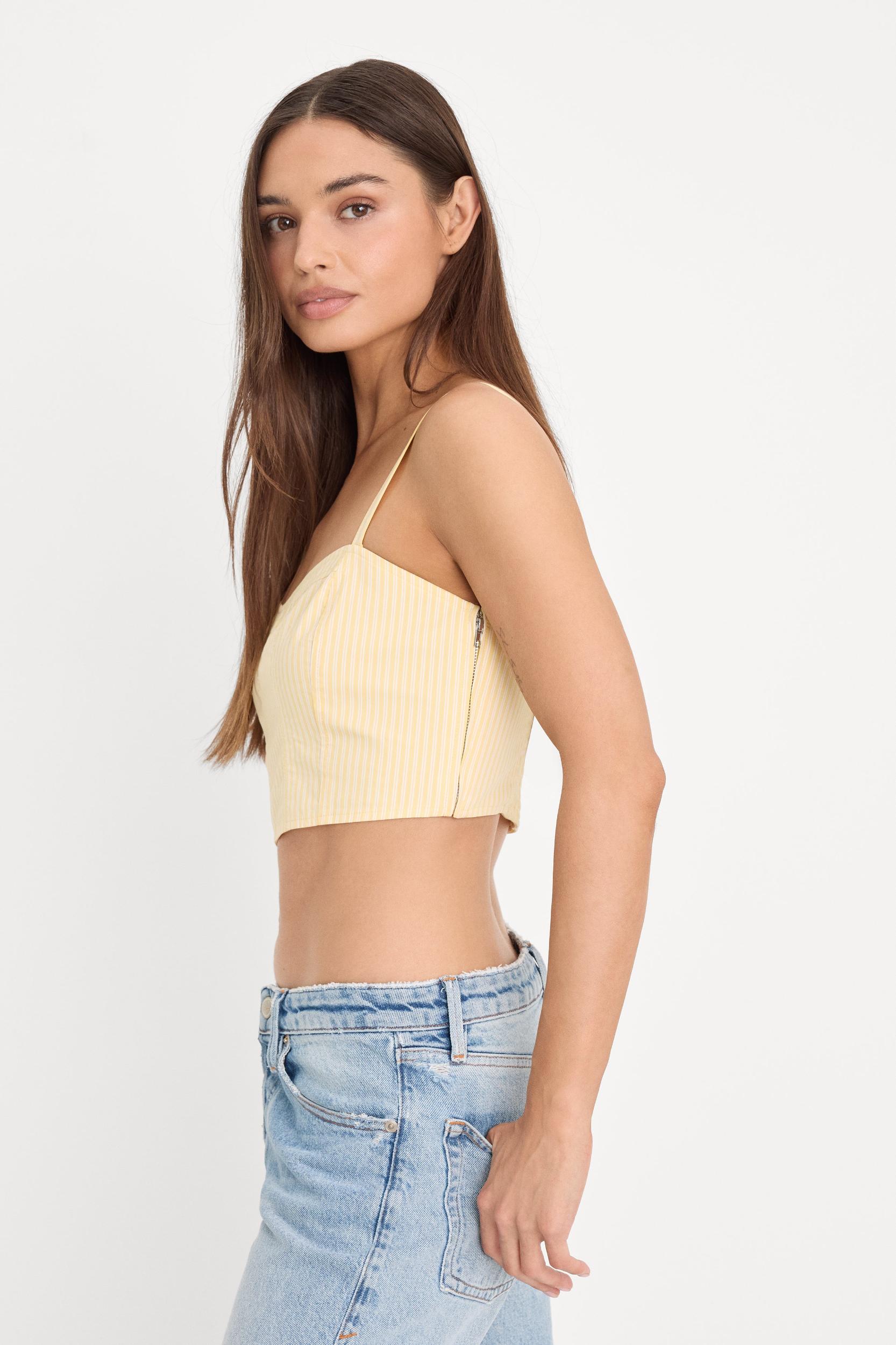 POPLIN BUSTIER CAMI TOP | BUTTERBEAM STRIPE Product Image