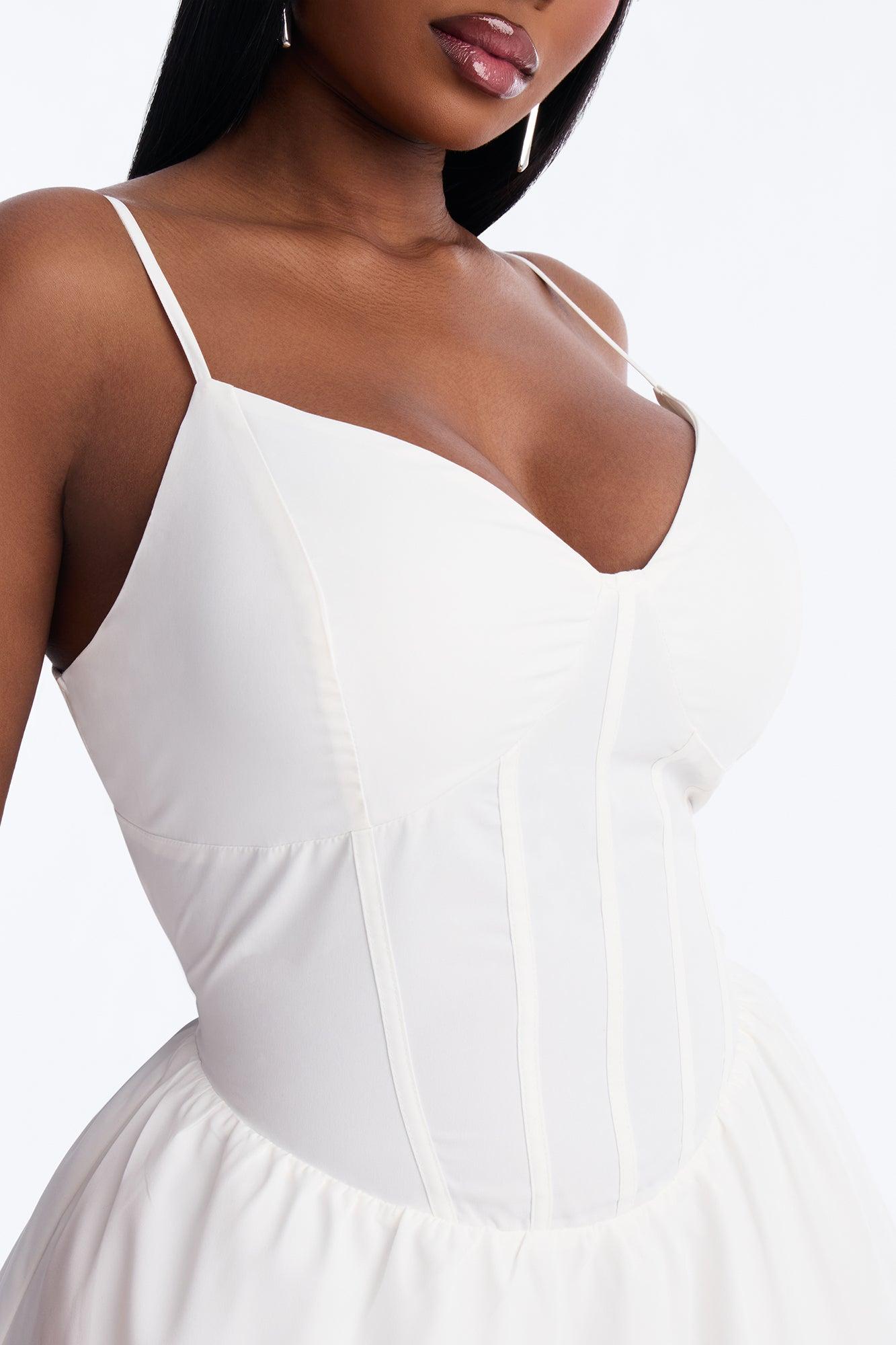 Flora Lace Up Midi Dress - White Female Product Image