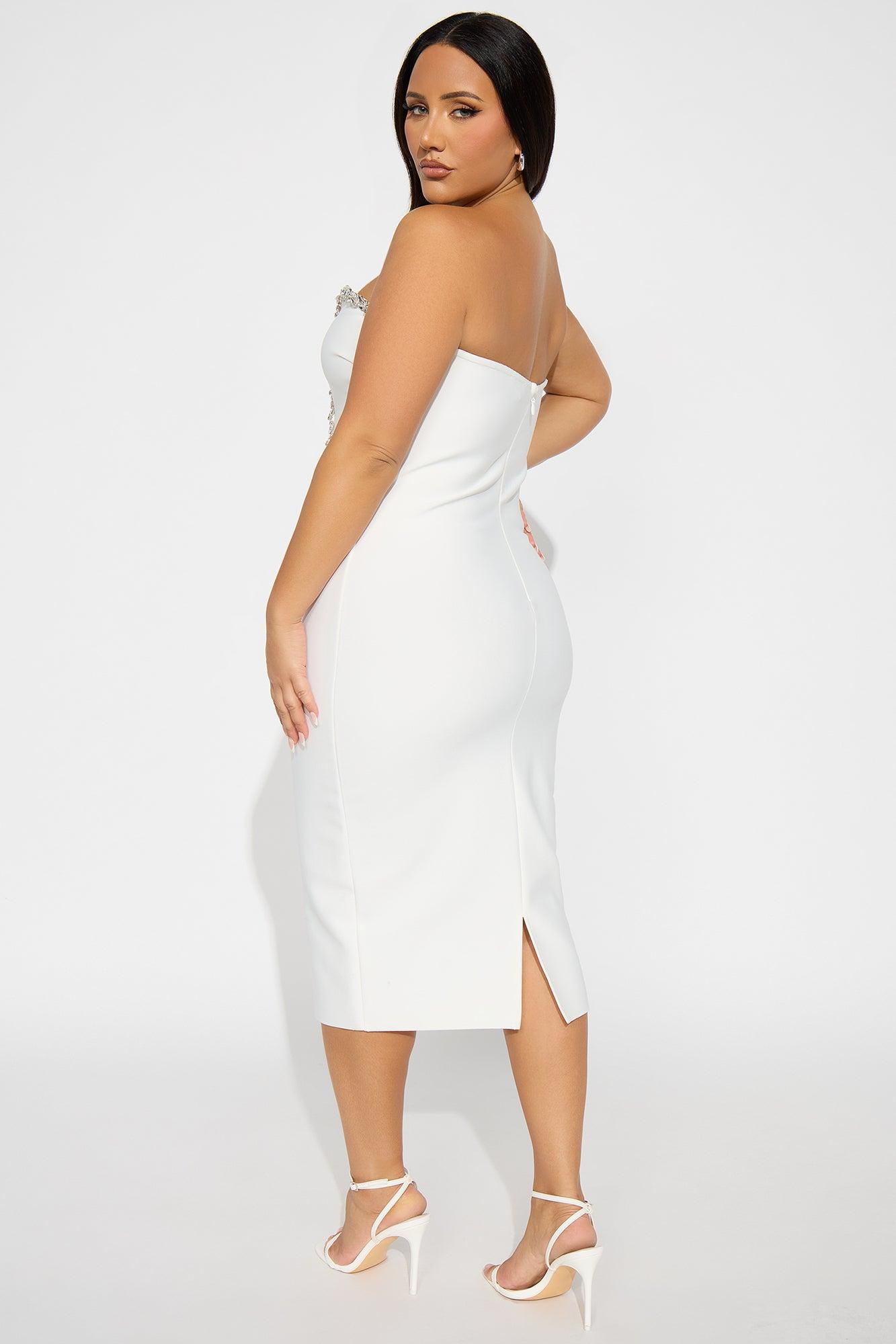Sweetest Heart Embellished Midi Dress - White Product Image