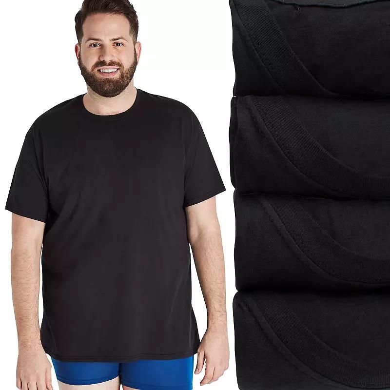 Big & Tall Hanes Ultimate 4-Pack Big Men's Crewneck Undershirt, Size: 3XB, Black Product Image