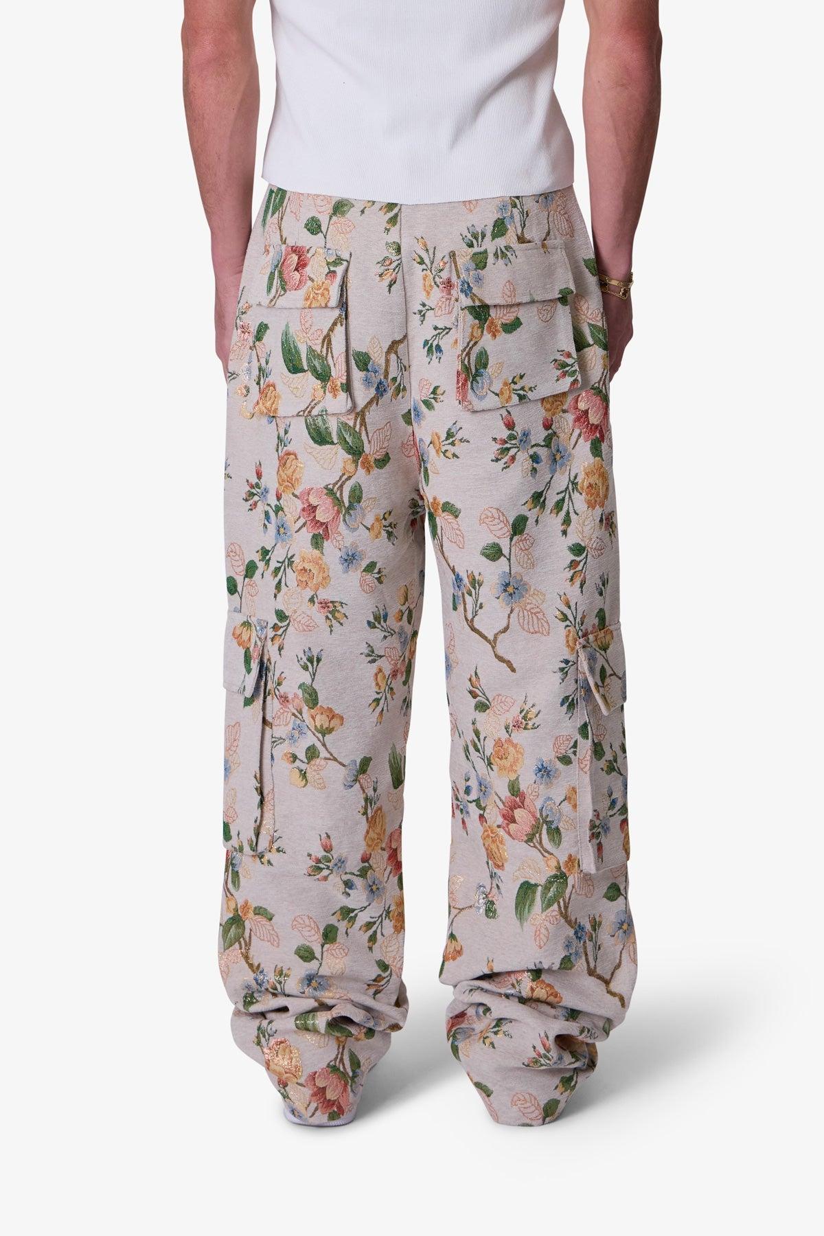 Jacquard Rose Cargo Pants - Gold Product Image