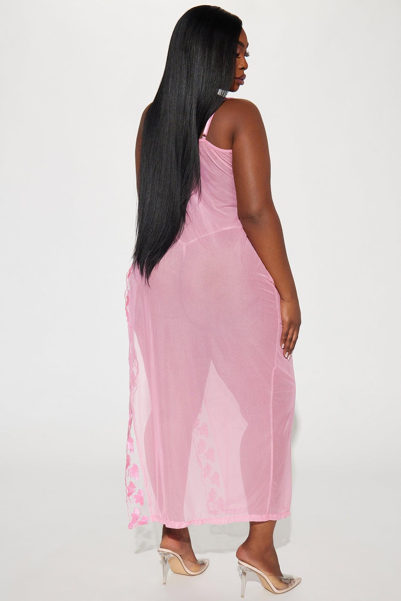 Heart Flutters Lace Maxi Gown Babydoll - Pink Product Image