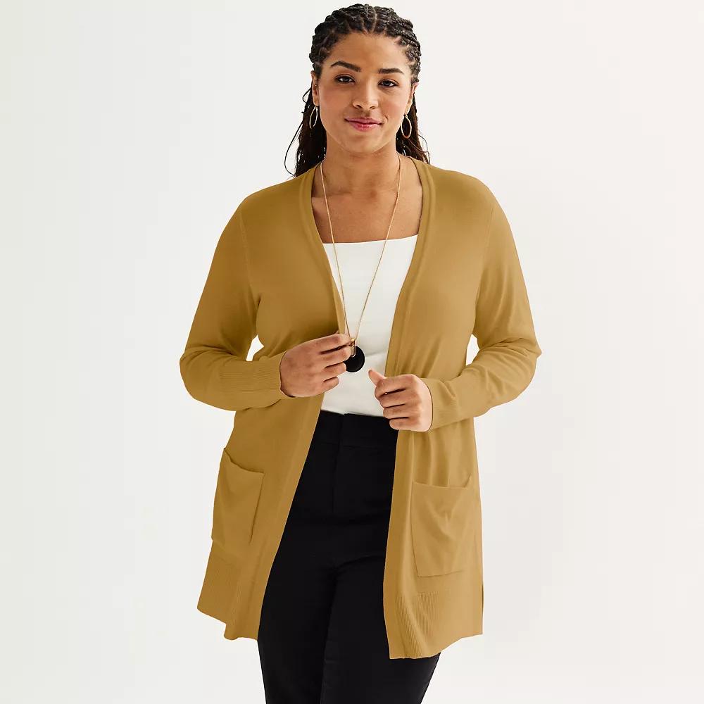Plus Size Nine West Essential Pocketed Cardigan, Womens Product Image