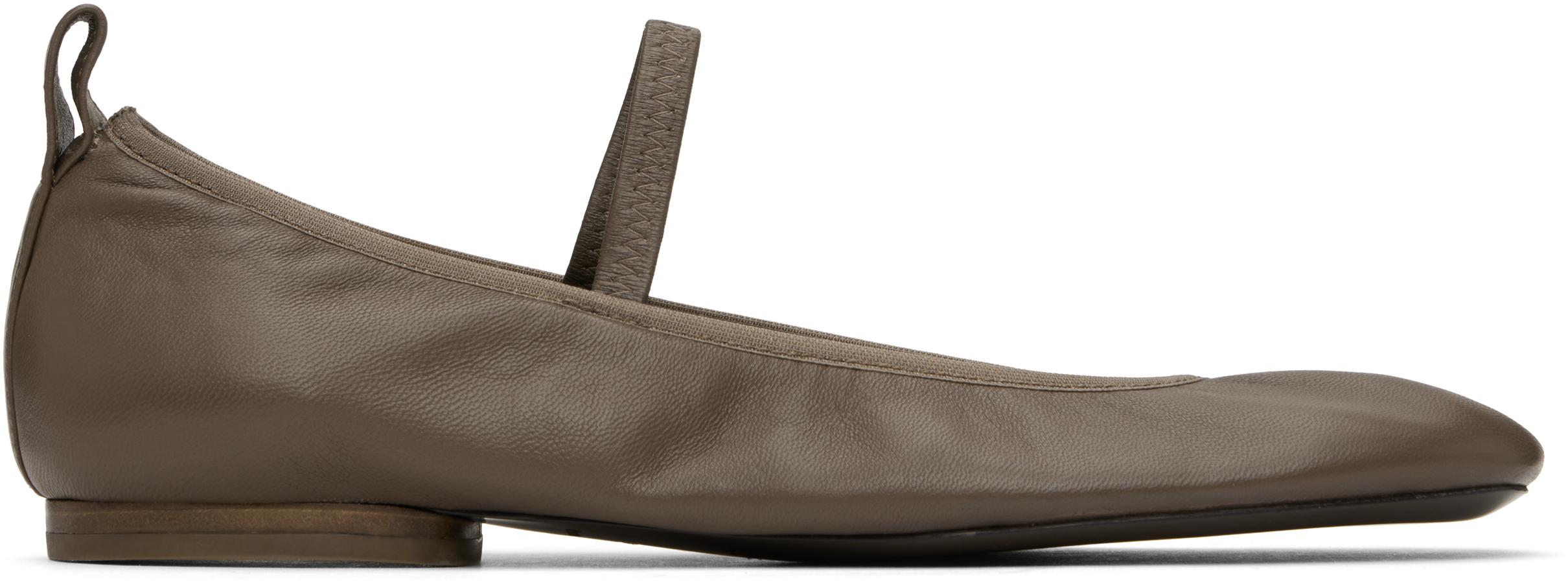 Taupe Square Flat Ballerina Flats Product Image