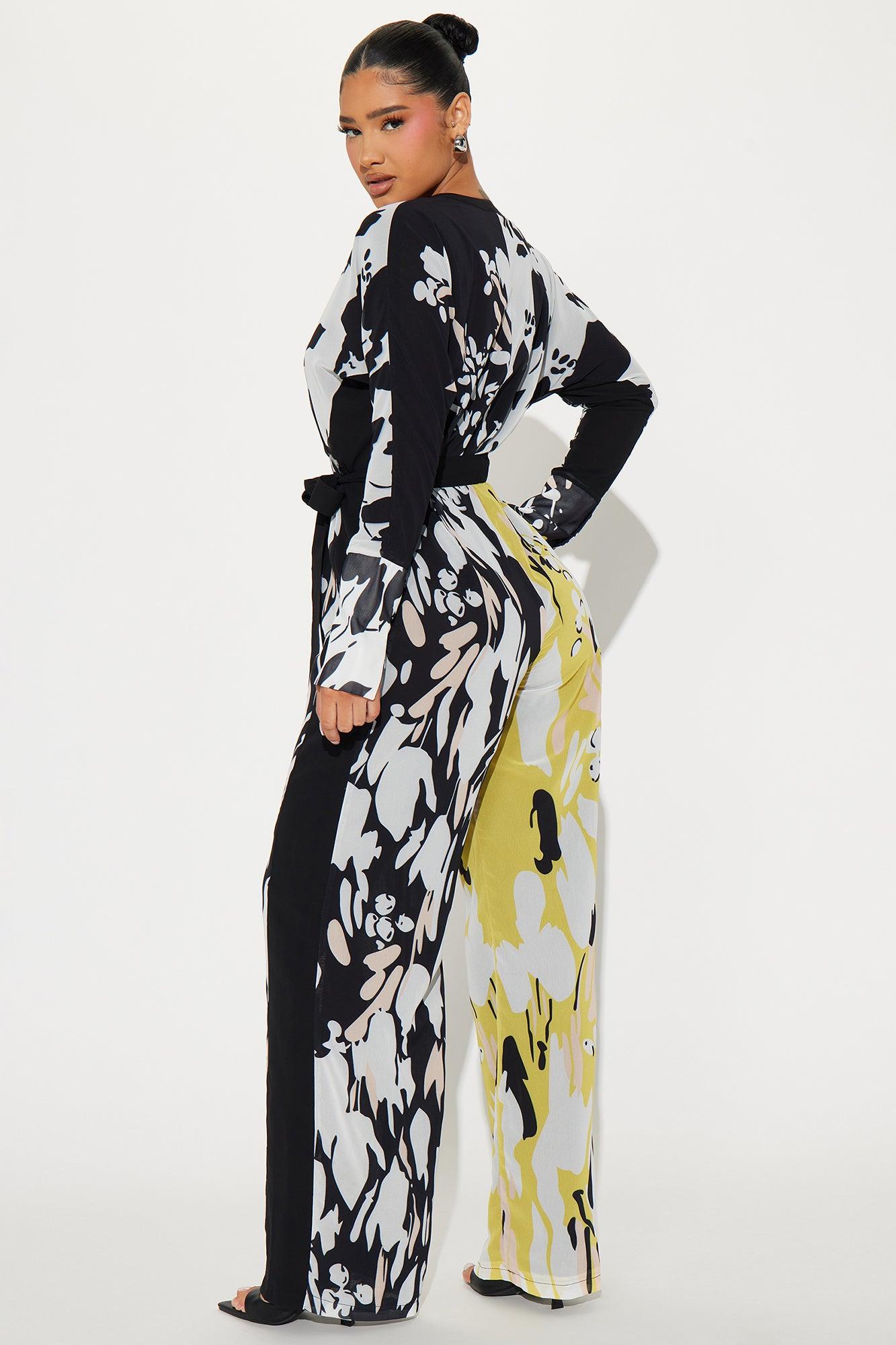 Brunch Dates Chiffon Jumpsuit  - Black/combo Product Image