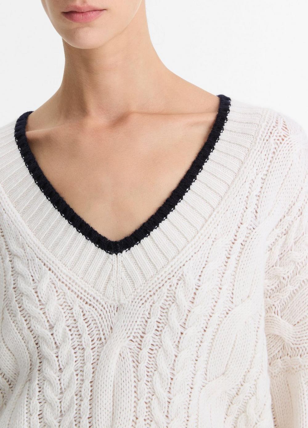 Cable-Knit Wool-Cashmere Oversized Sweater Product Image