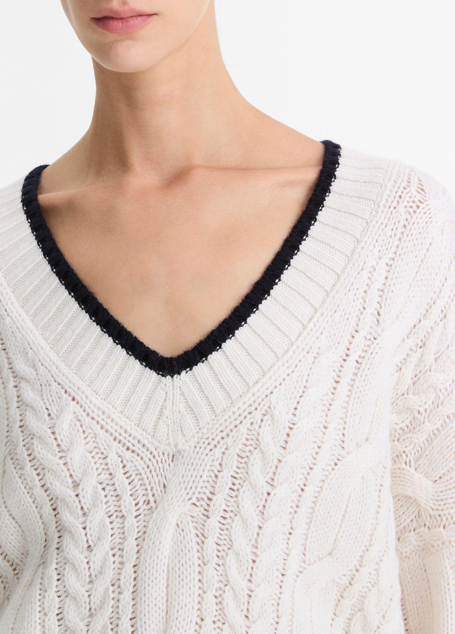 Cable-Knit Wool-Cashmere Oversized Sweater Product Image