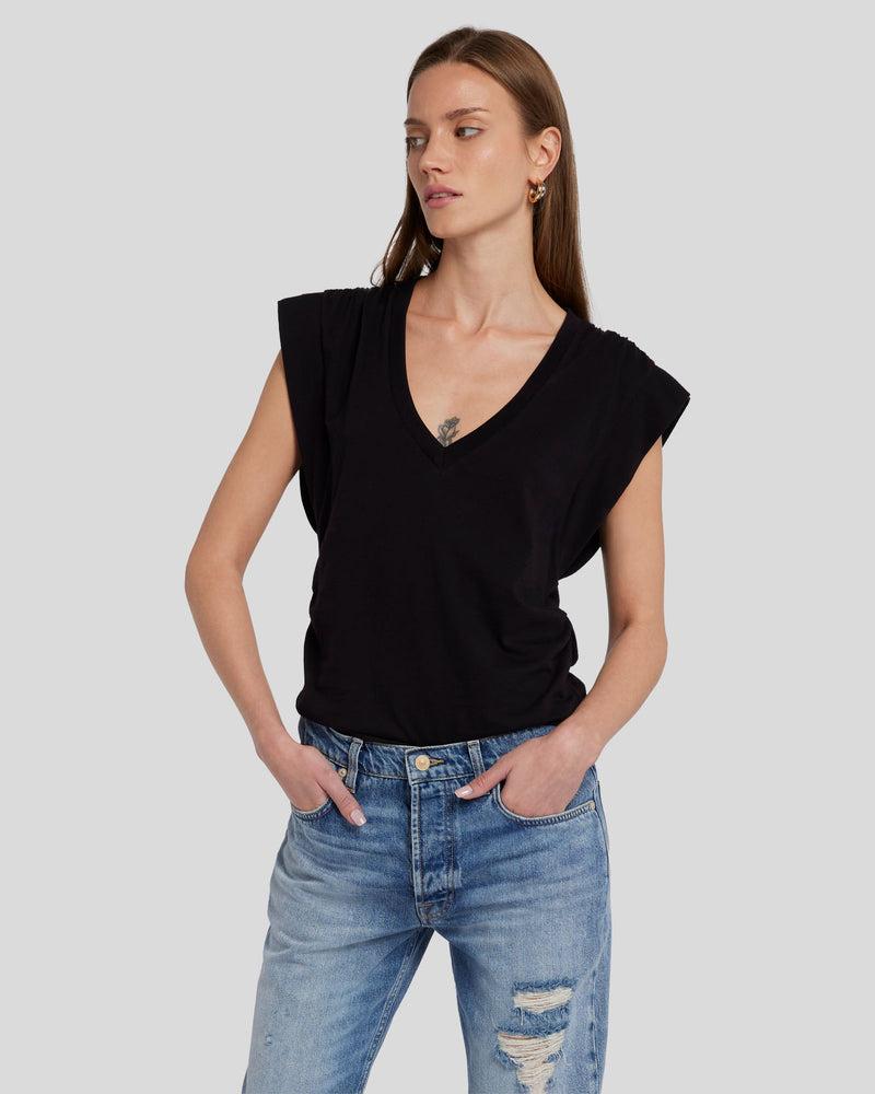 Ruched Sleeveless Tee Product Image