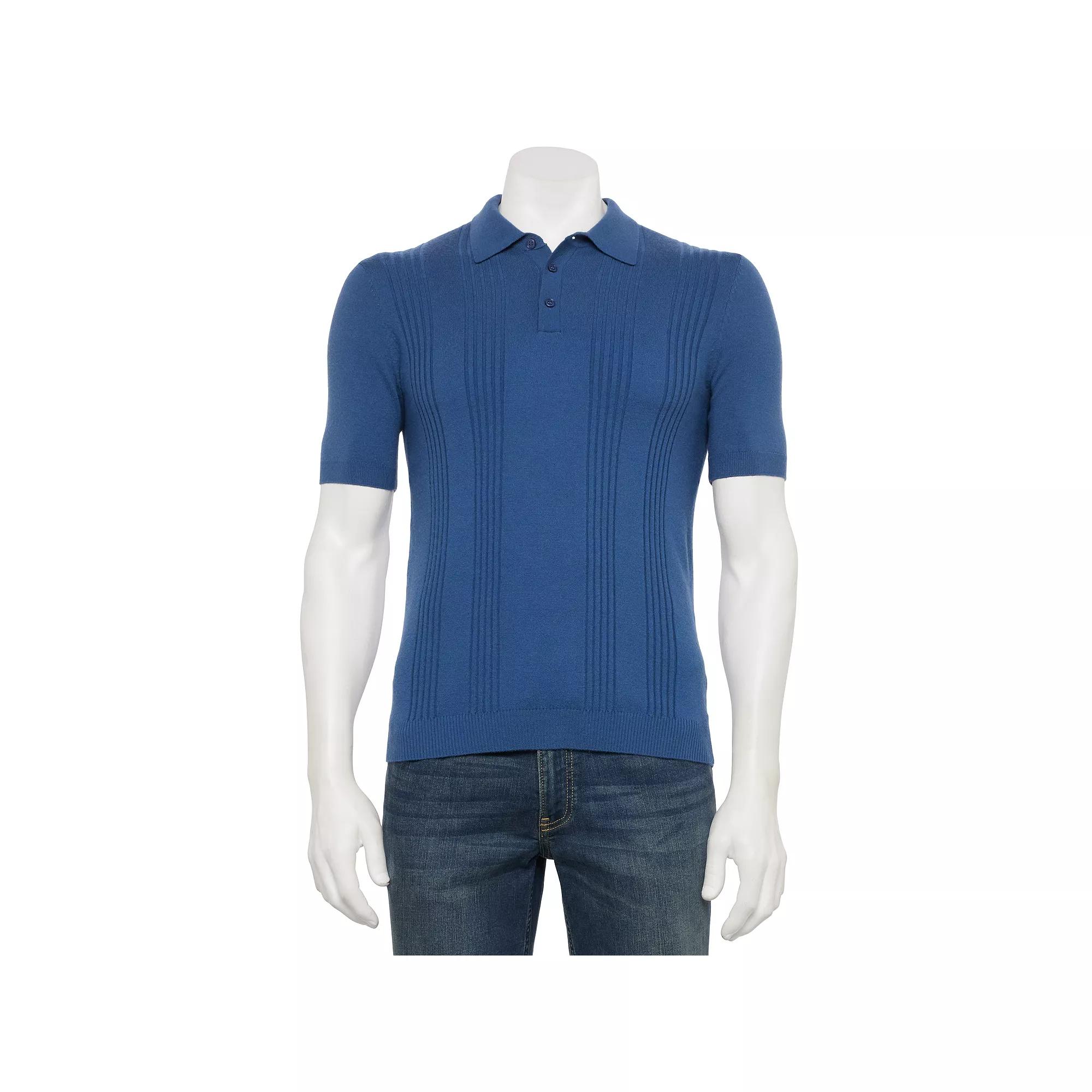 Men's Thomas Sterling Short Sleeve Sweater Polo Shirt, Size: Medium, Dark Blue Product Image