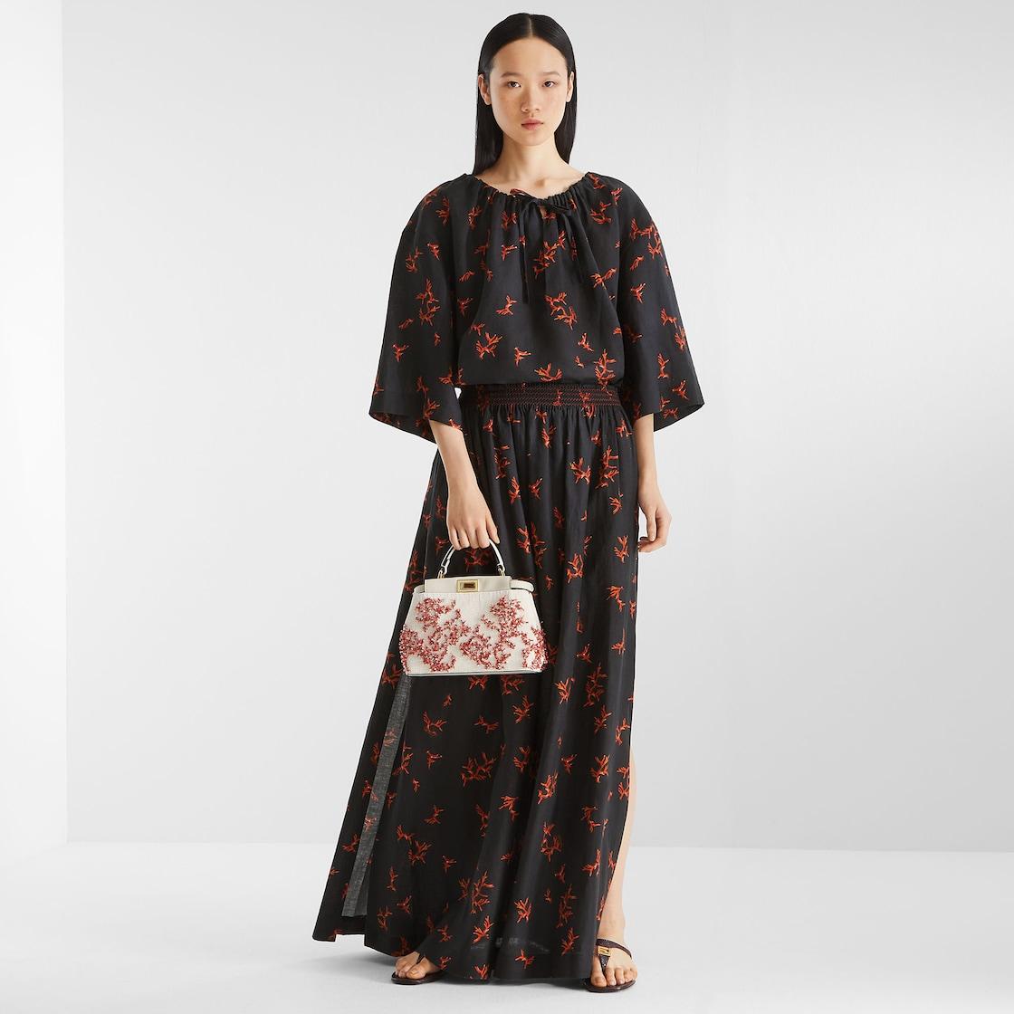 Peekaboo MiniSea Garden Coral red and camellia embroidered bag Product Image