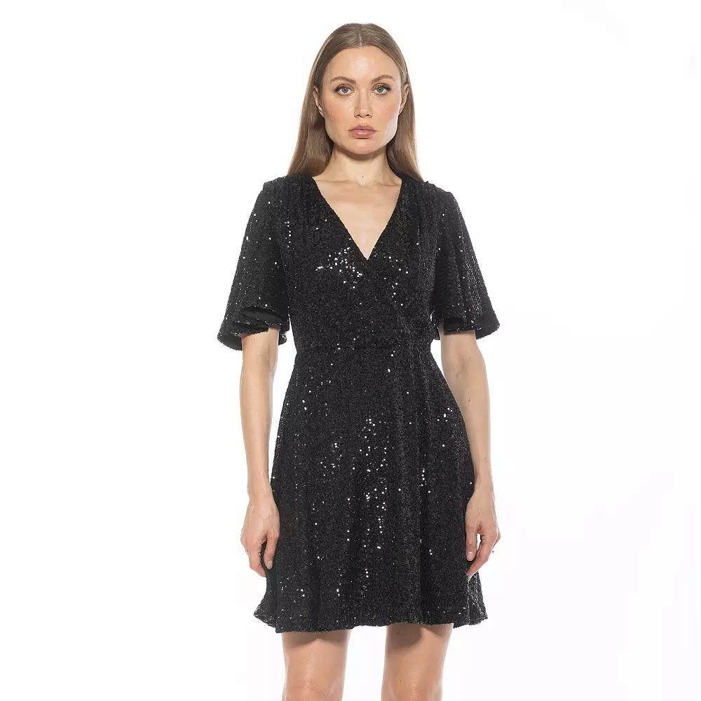 Women's ALEXIA ADMOR Oakless Flutter Sleeve Fit & Flare Dress,  Product Image