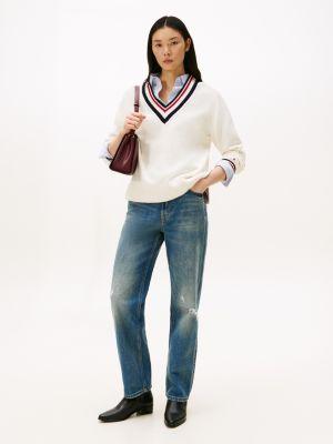 Varsity Stripe V-Neck Sweater Product Image