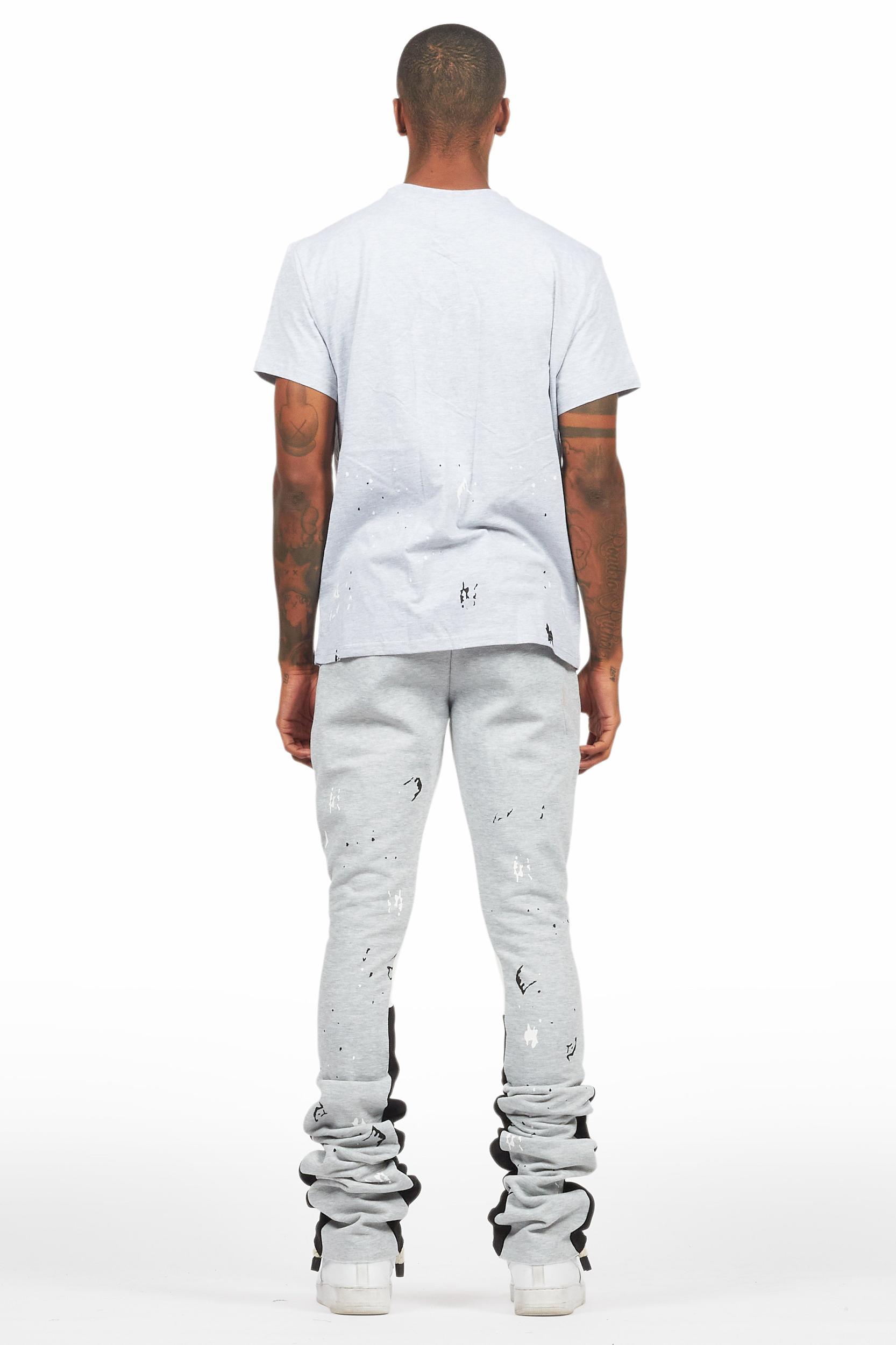 Scottie Heather Grey T-Shirt/Stacked Flare Track Pant Set Male Product Image