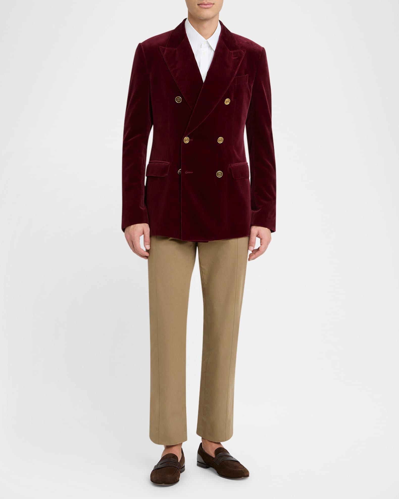 Men's Velvet Double-Breasted Peak Lapel Dinner Jacket Product Image