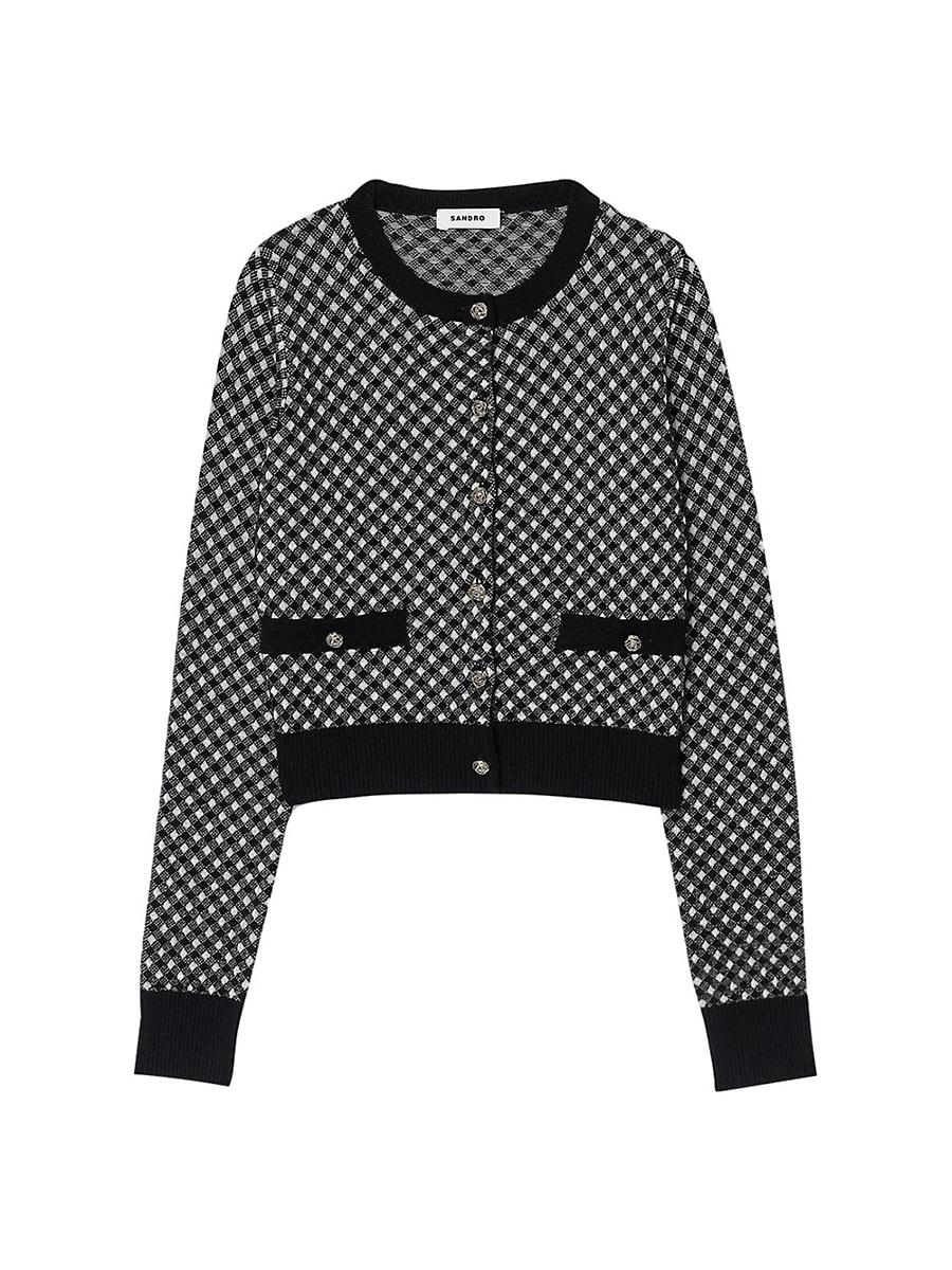Womens Jacquard Check Cardigan Product Image