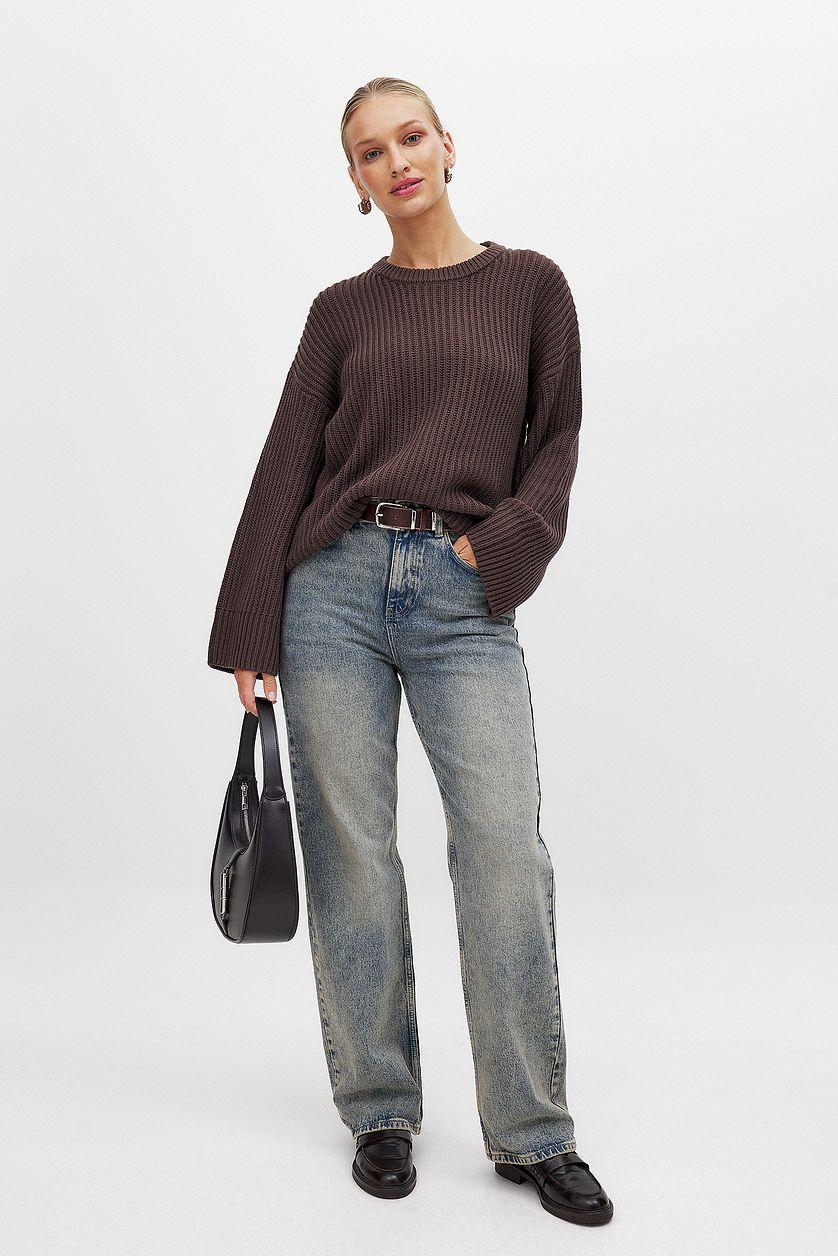 Round Neck Knitted Sweater Product Image