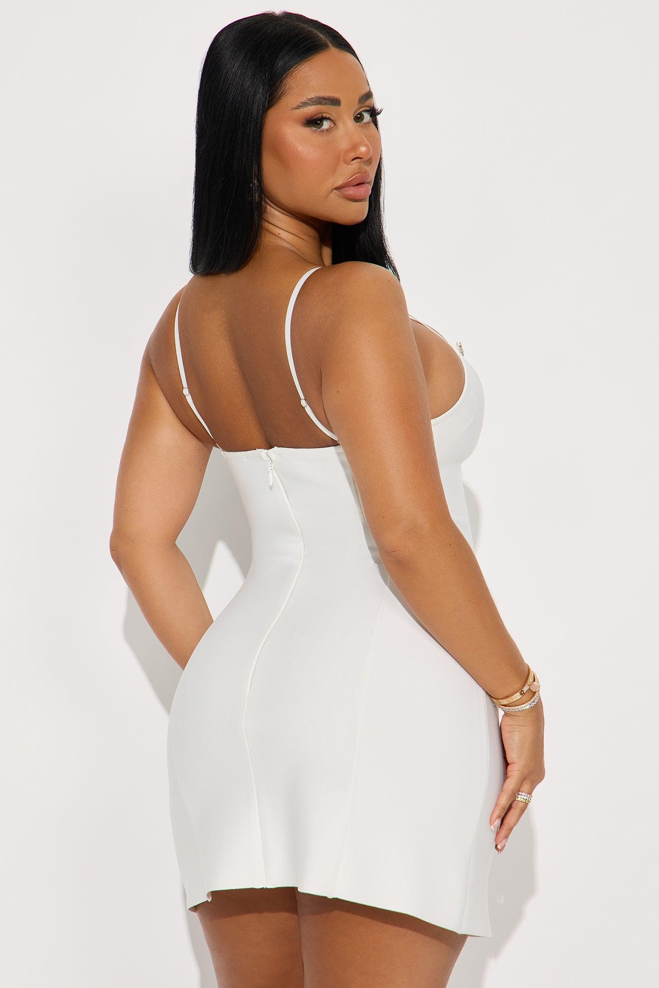 Vivi Rhinestone Bandage Mini Dress - White Female Product Image