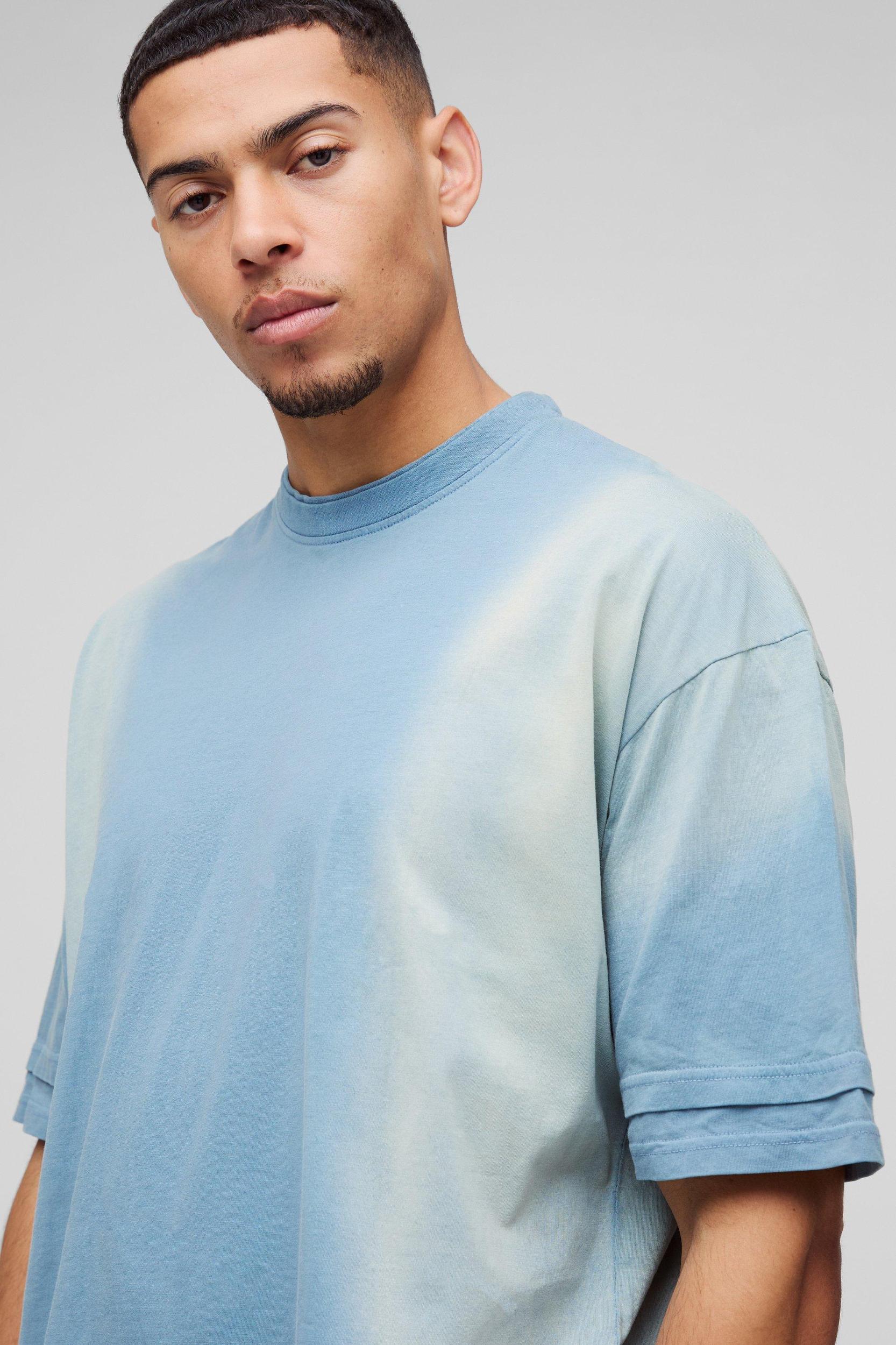 Oversized Faux Layer Spray Wash T-Shirt | boohooMAN USA Product Image