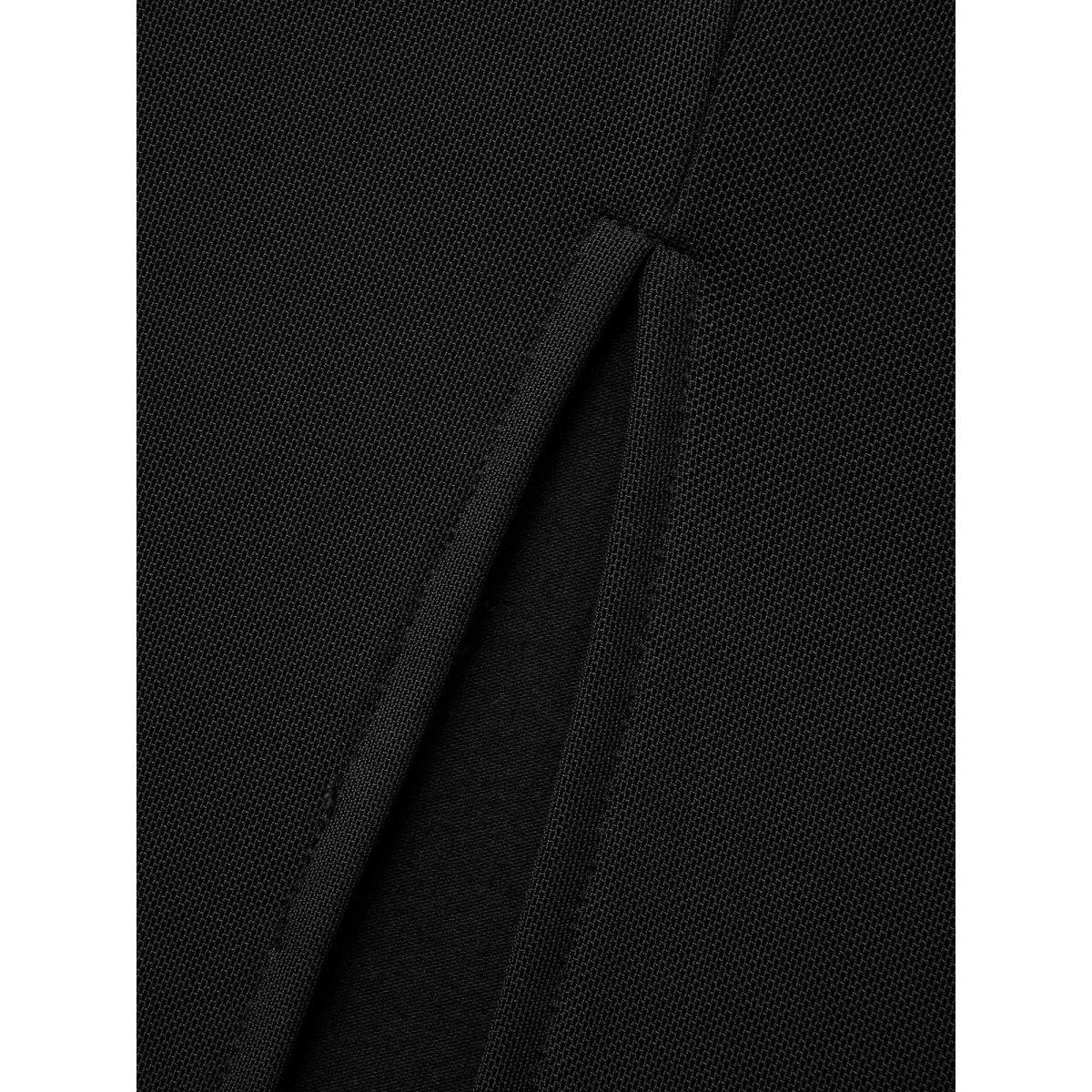 Plus Size Crew Neck Patchwork Mesh Split Hem Dress Black Women Elegant See through Round Neck Long Sleeve Curvy BloomChic 22-24/3X Product Image