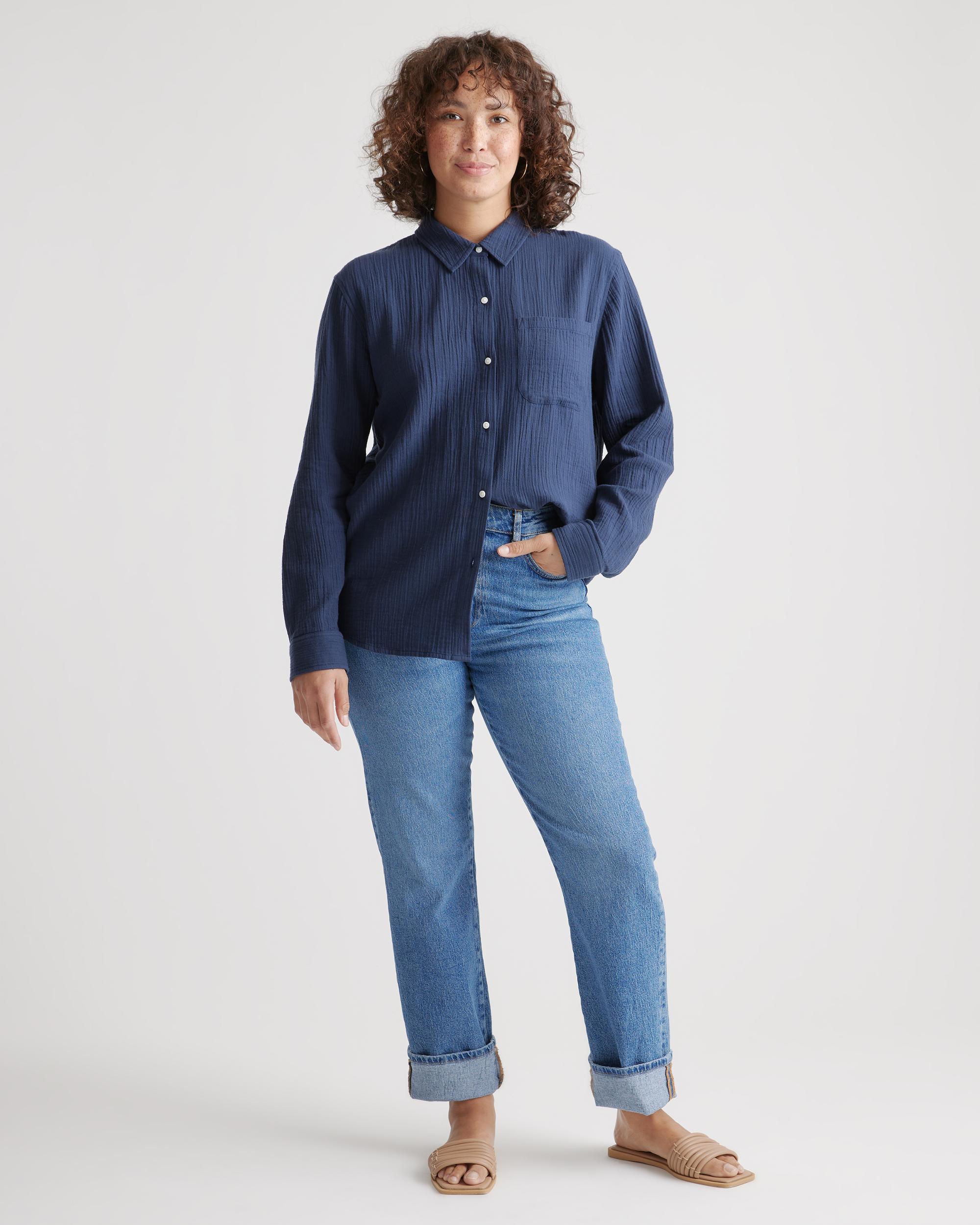 Quince | Women's Gauze Long Sleeve Shirt Organic Cotton Product Image