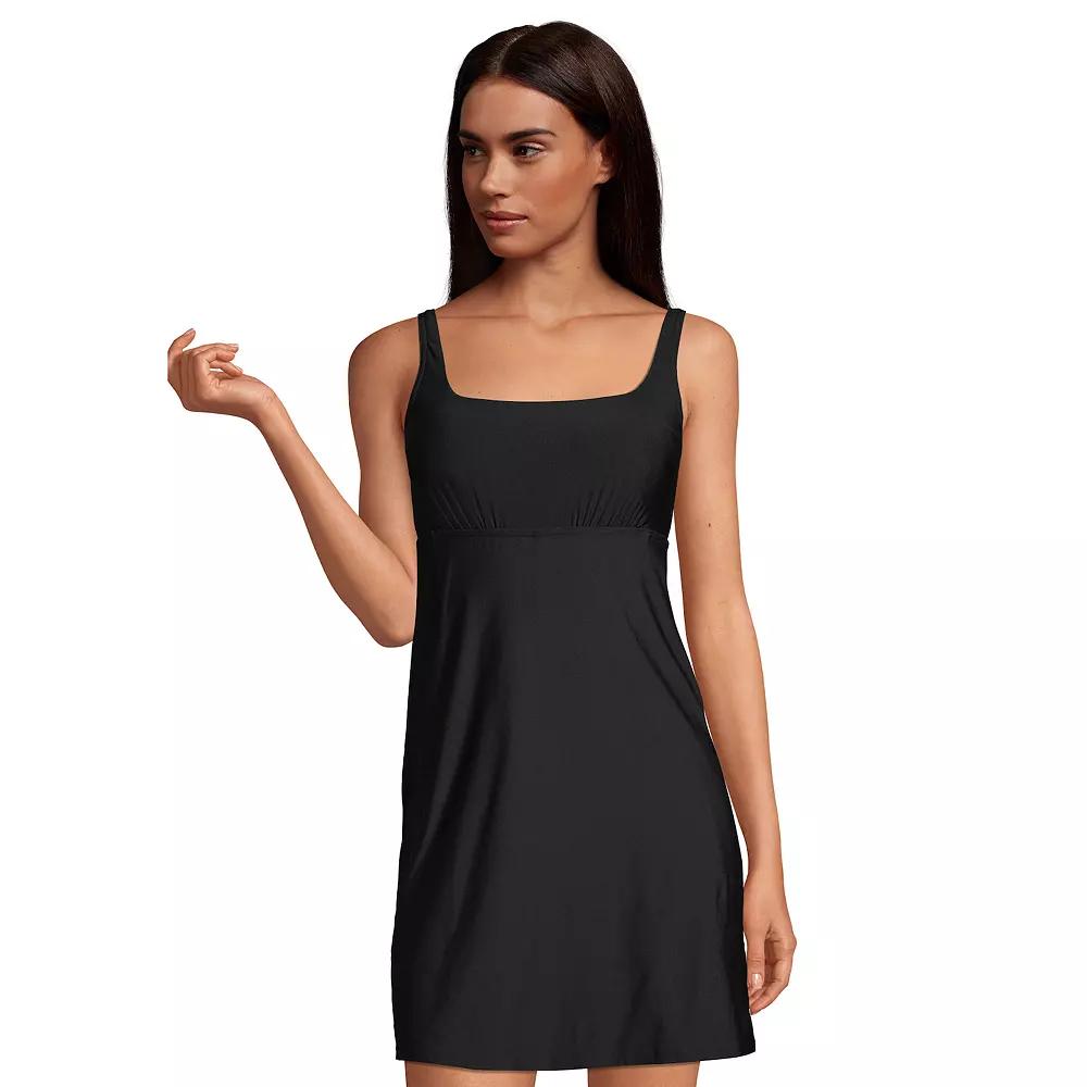 Women's Lands' End Tummy Control UPF 50 Squareneck One-Piece Swim Dress,  Product Image
