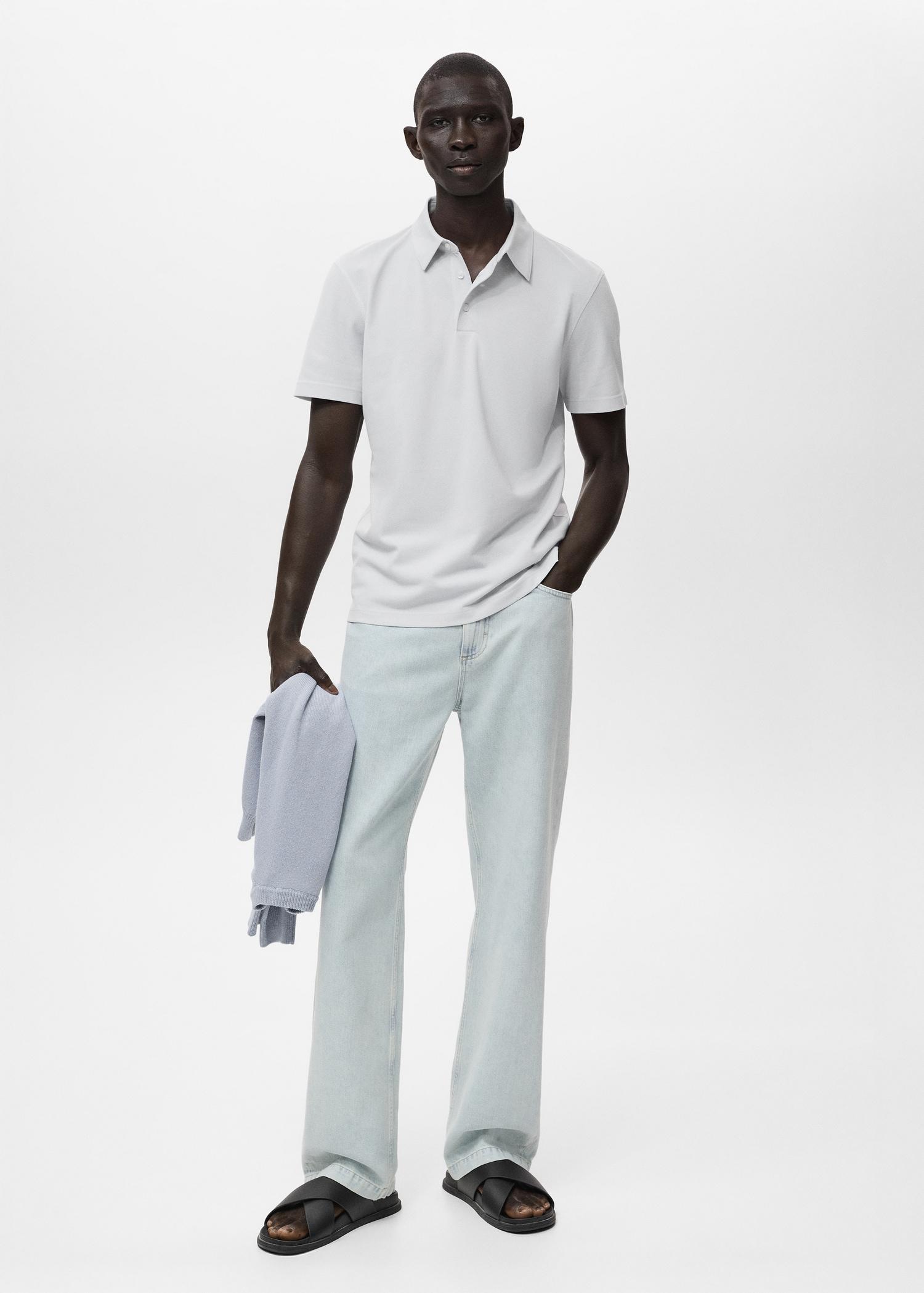 Cotton piqué polo shirt - Men | MANGO USA Product Image