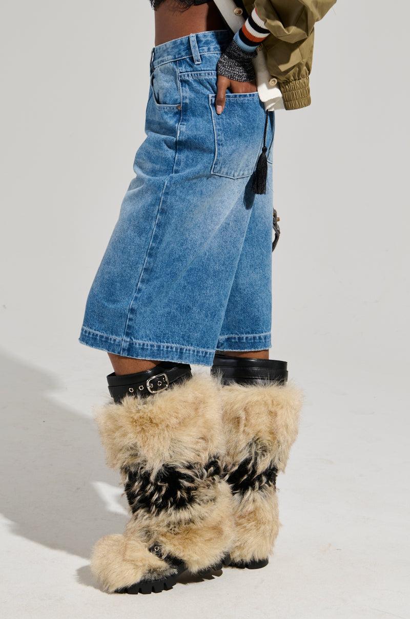 LITERAL PERFECTION BLUE DENIM BERMUDA SHORTS Product Image