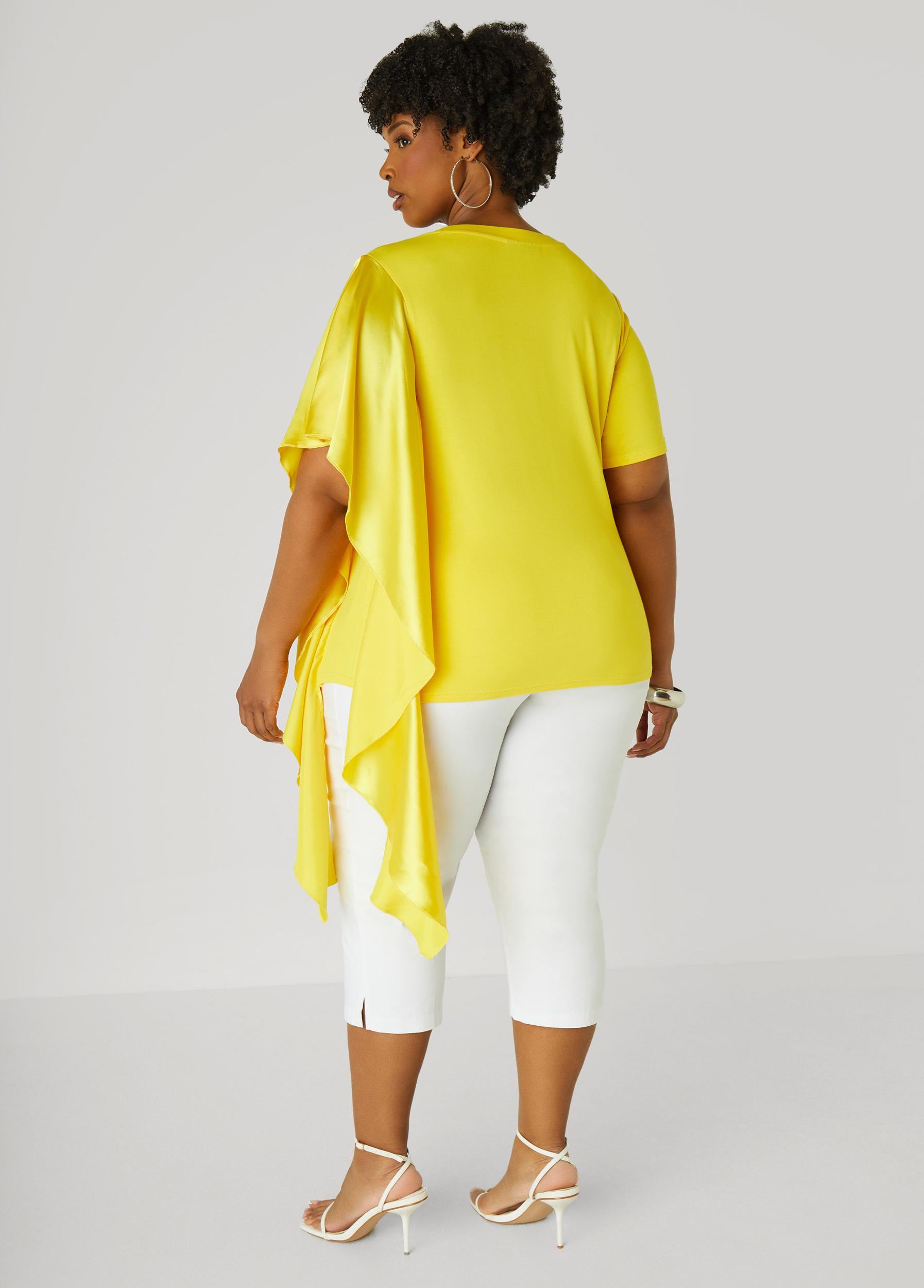 Satin Paneled Stretch Knit Tee Product Image