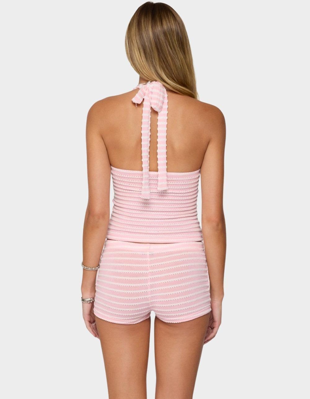 EDIKTED Lovina Textured Striped Halter Top - LIGHT PINK Product Image