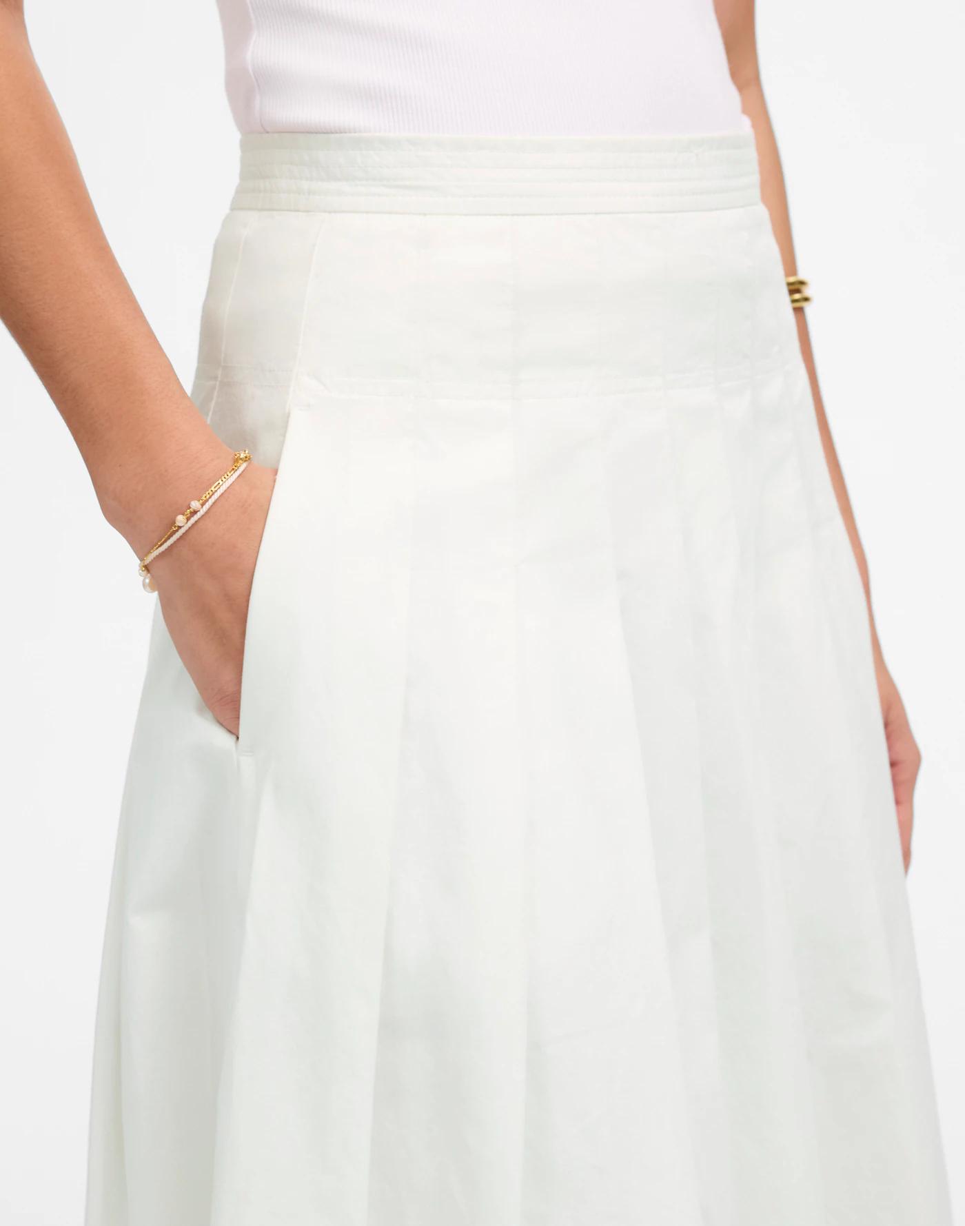 Pleated Midi Skirt in Cotton Poplin Product Image