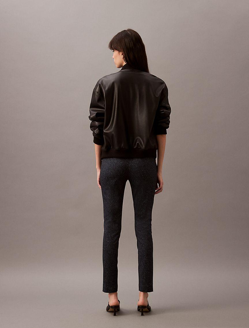 Ponte Herringbone Print Skinny Fit Pants Product Image