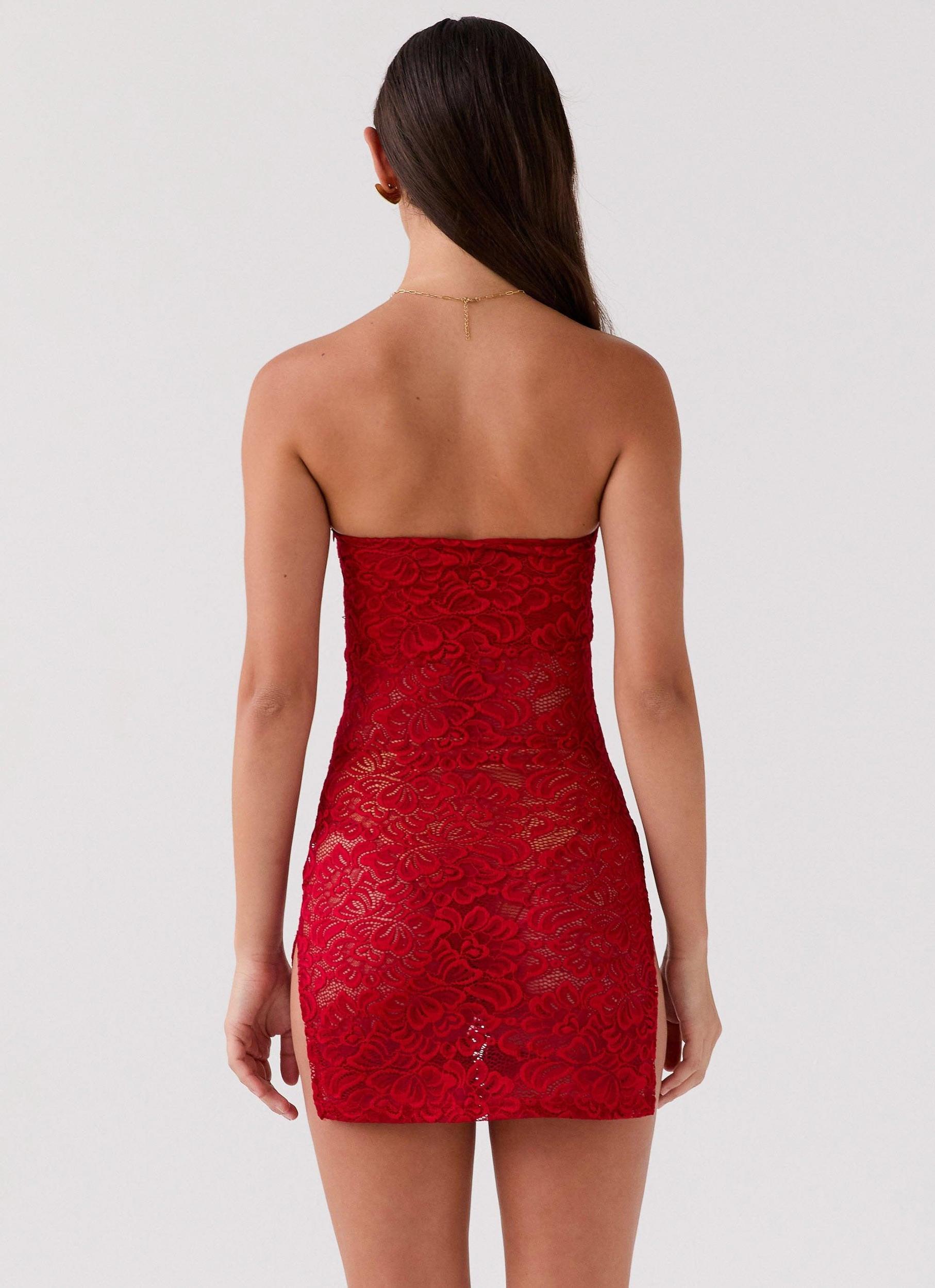 Delilah Lace Tube Dress - Red Rose Product Image