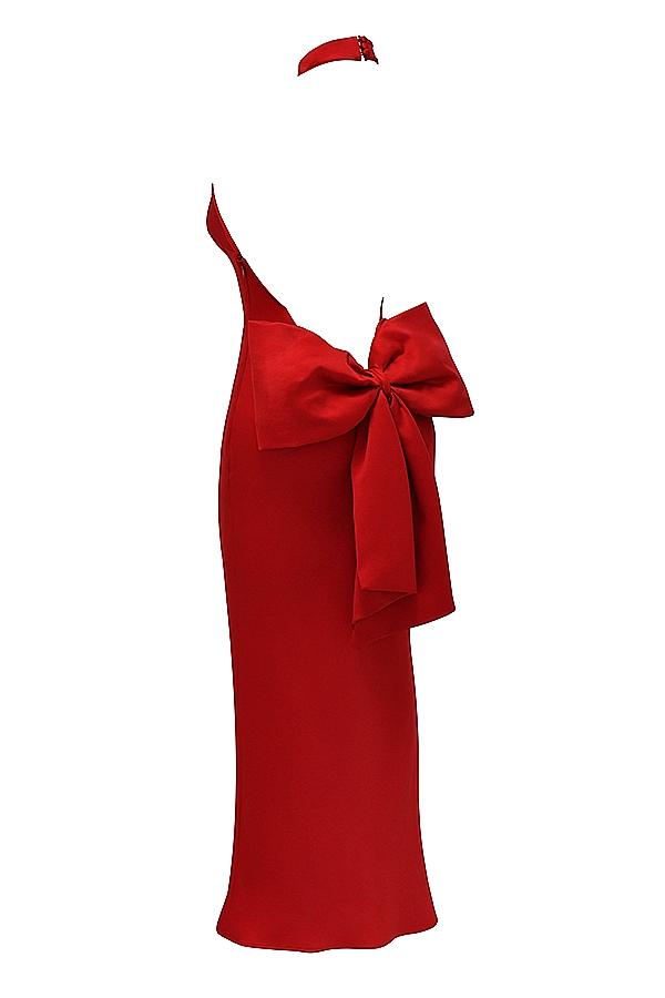 Ilaria  red bow halter dress Product Image