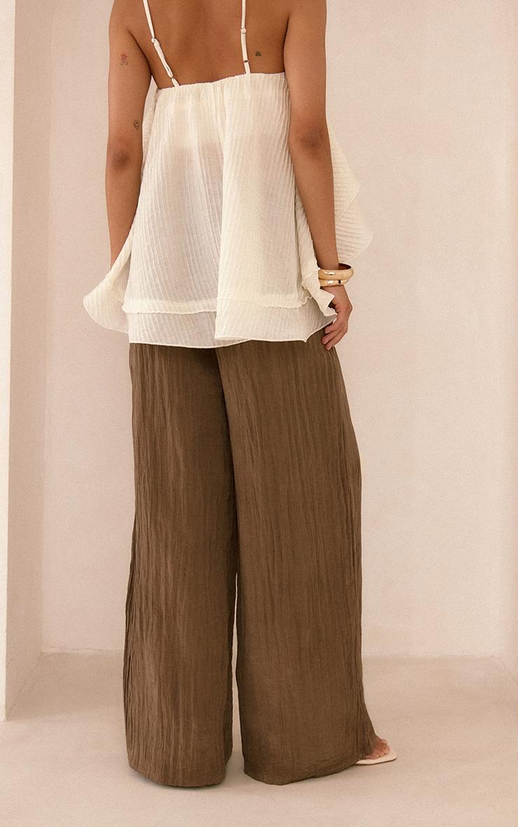 Chocolate Crinkle Satin Drawstring Low Rise Pants Product Image