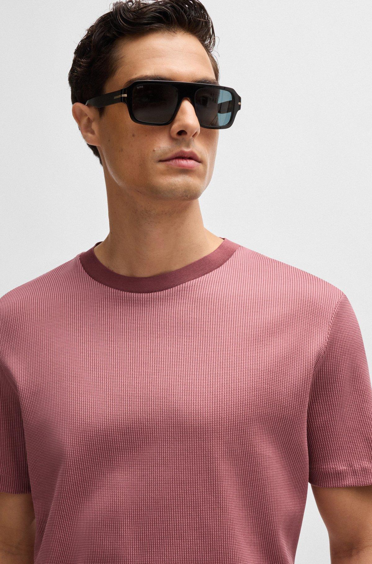 Regular-fit T-shirt in structured cotton Product Image