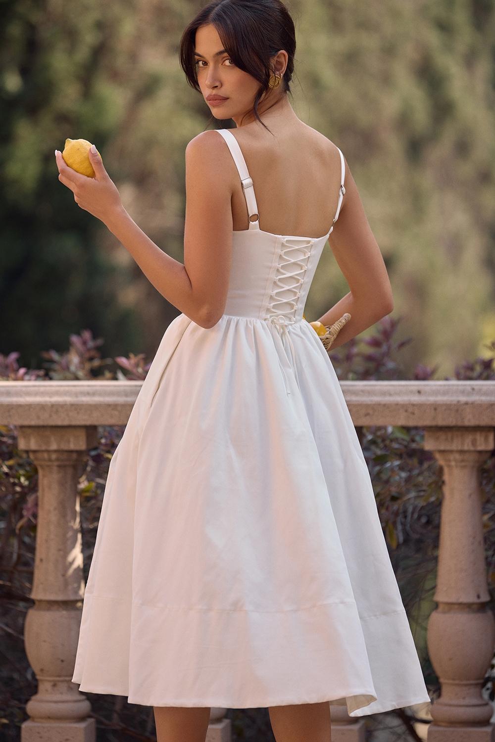 Kelly  white corset midi sundress Product Image