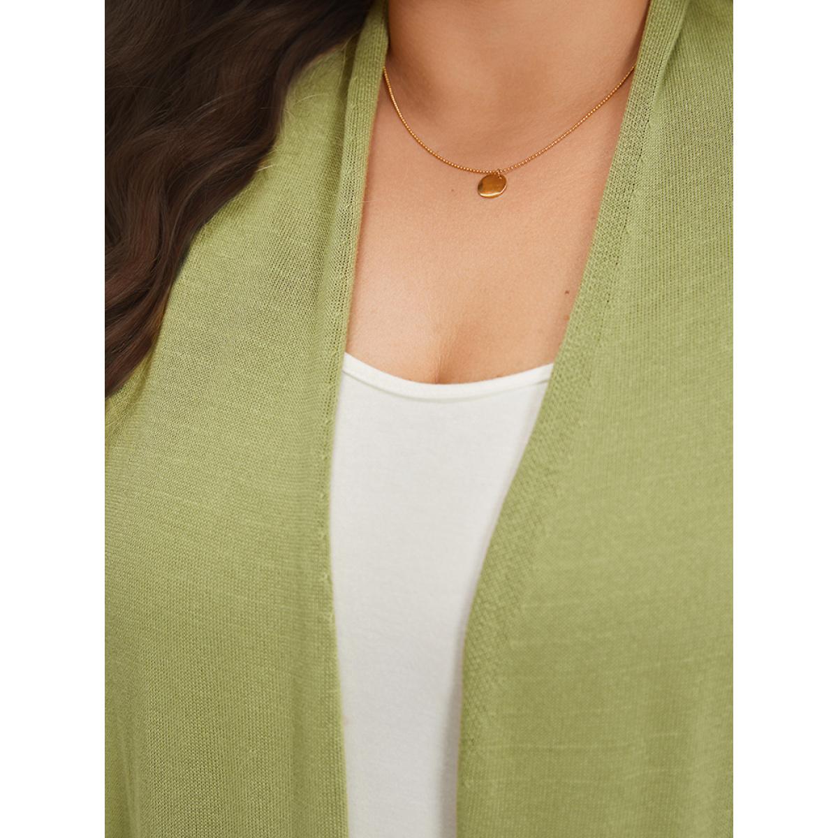 Plus Size Solid Patched Pocket Open Front Tunic Cardigan Moss Women Casual Loose Long Sleeve Dailywear Cardigans BloomChic 10/M Product Image