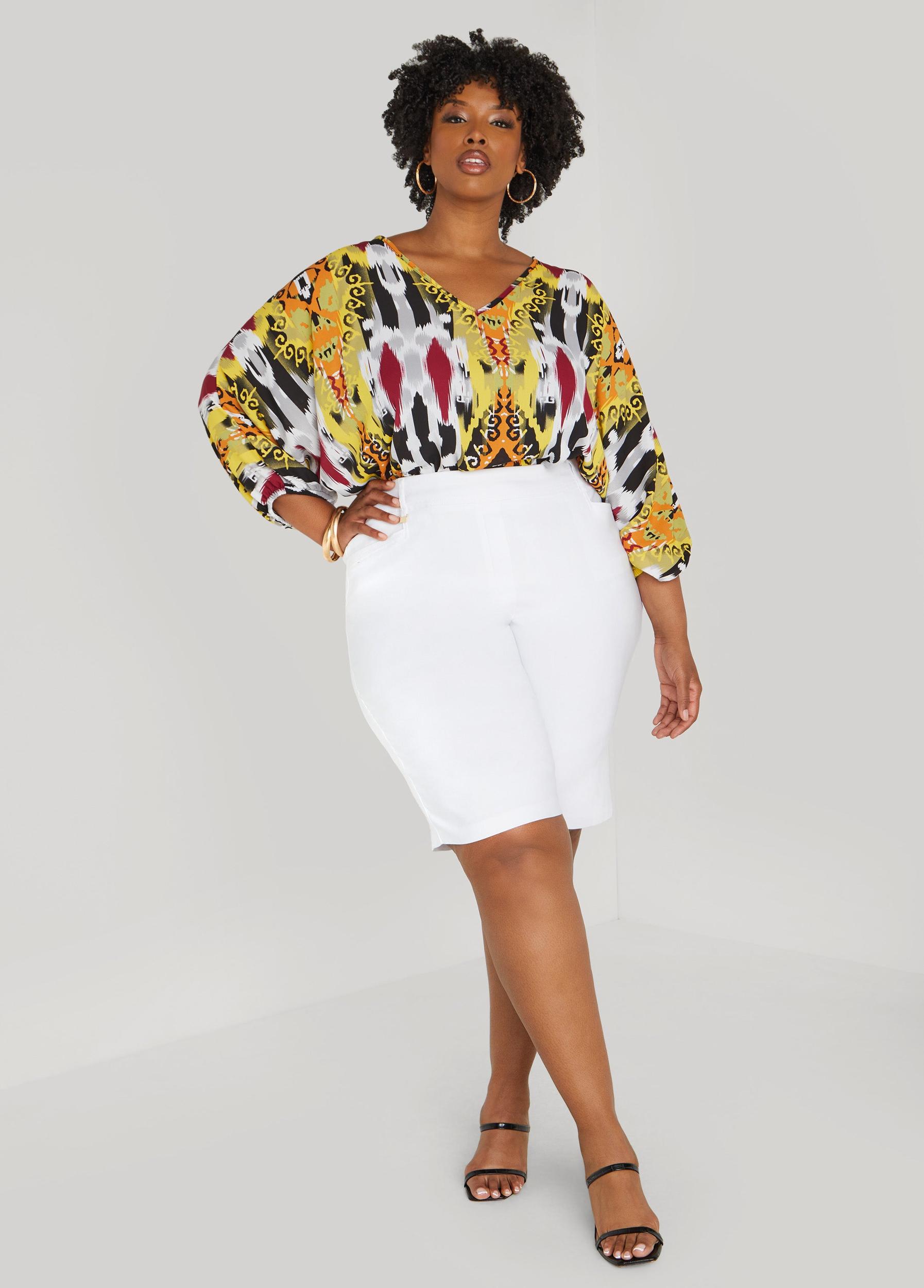 V Neck Abstract Print Blouse Product Image