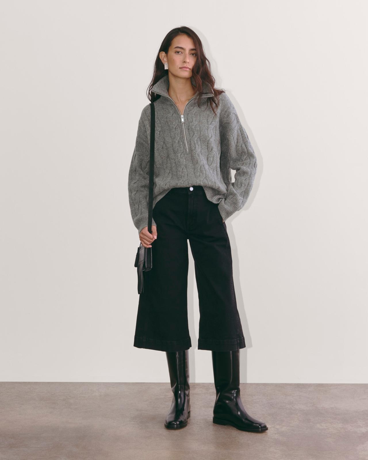 The Cable Half-Zip in Luxe Merino Product Image