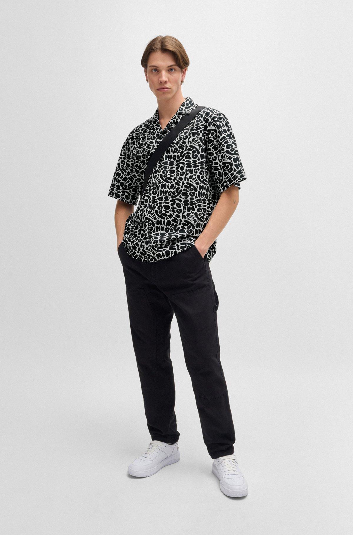 Oversize-fit shirt in seasonal-print cotton Product Image