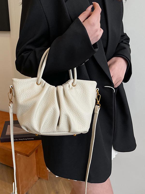 Pleated Solid Color Zipper Crossbody Bags Handbags Product Image