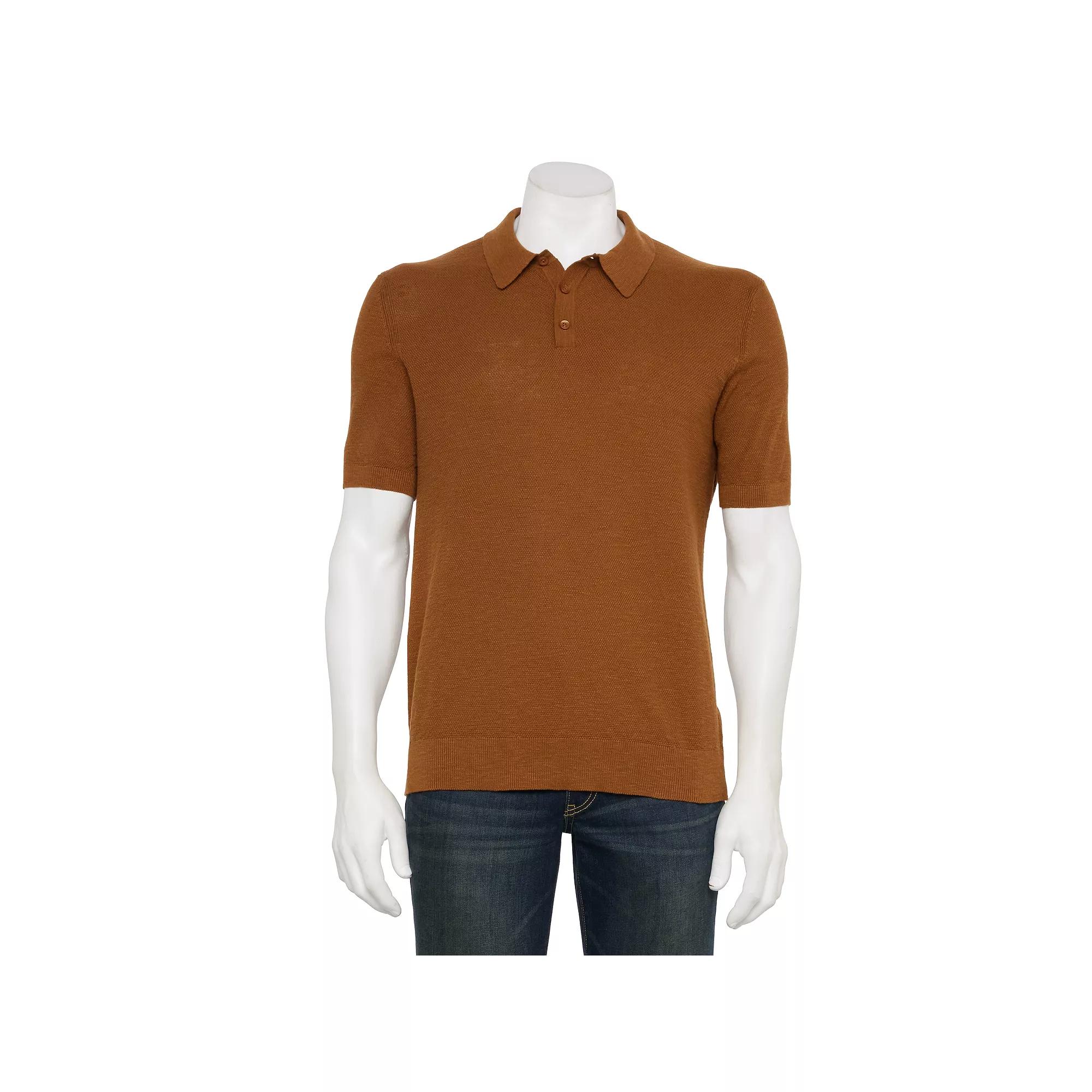 Men's Sonoma Goods For Life® Stoodleigh Slub Polo, Size: Large, Brown Product Image