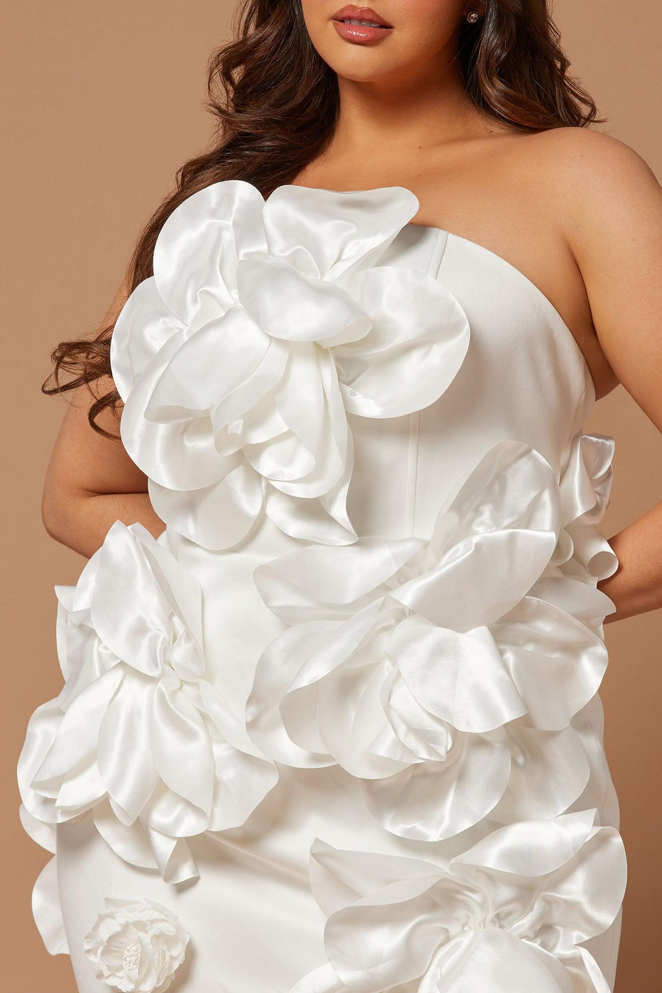 Abbie Satin Mini Dress - White Product Image