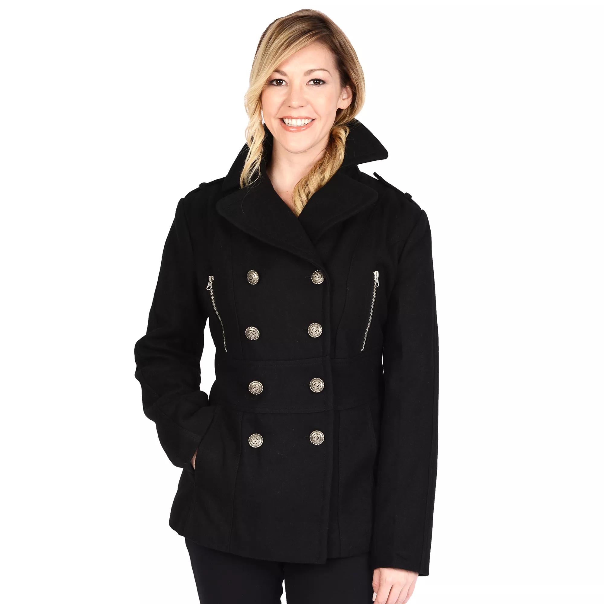 Women's Excelled Military Wool Blend Peacoat,  Product Image