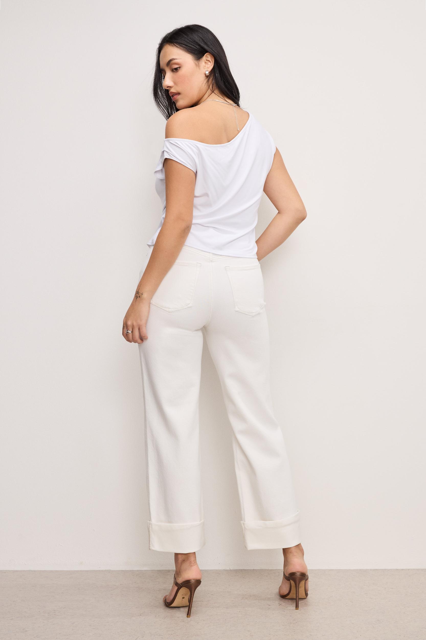 SOFT TECH GOOD SKATE WIDE CROPPED JEANS | CLOUD WHITE Product Image