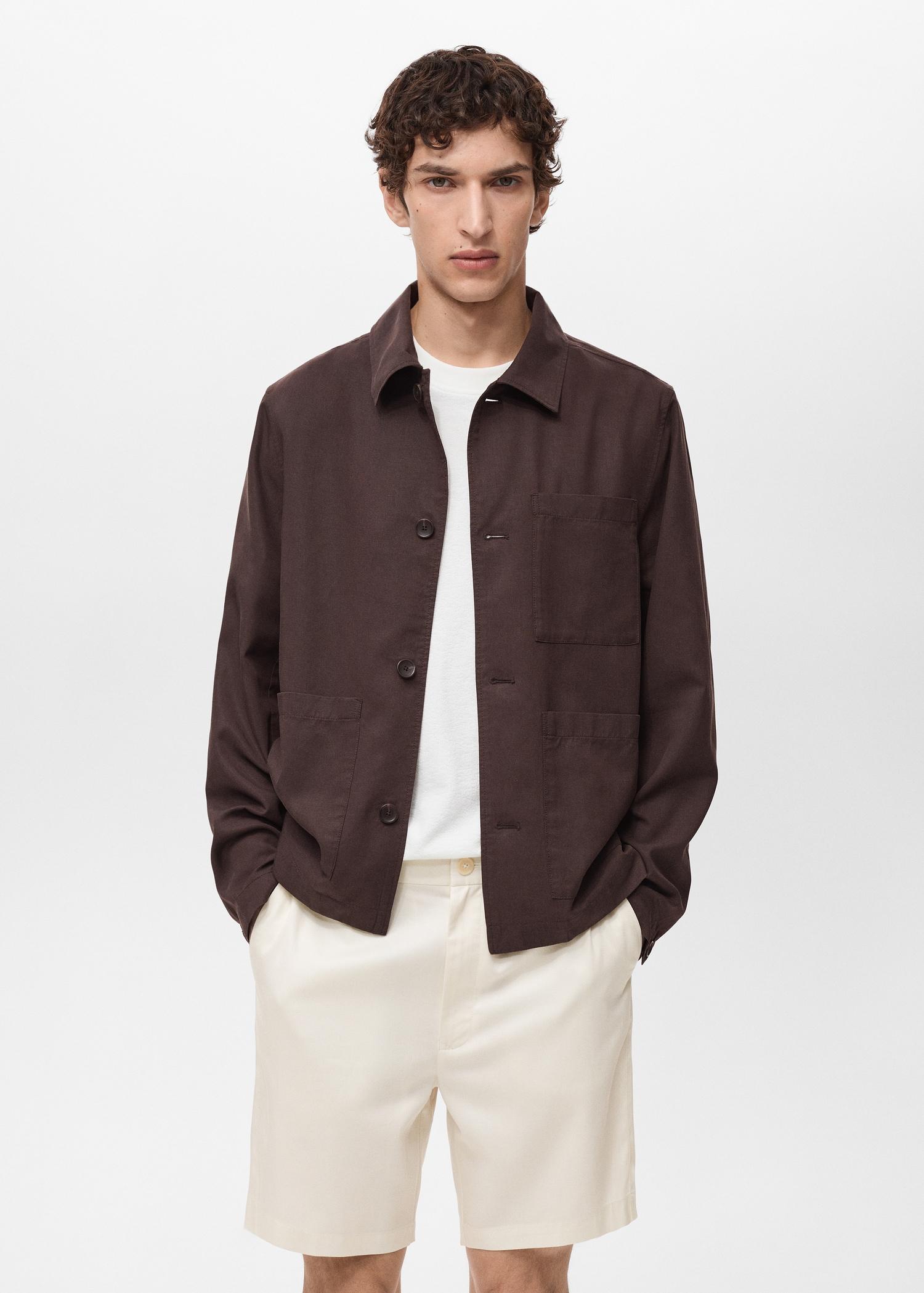 Pocket lyocell overshirt - Men | MANGO USA Product Image